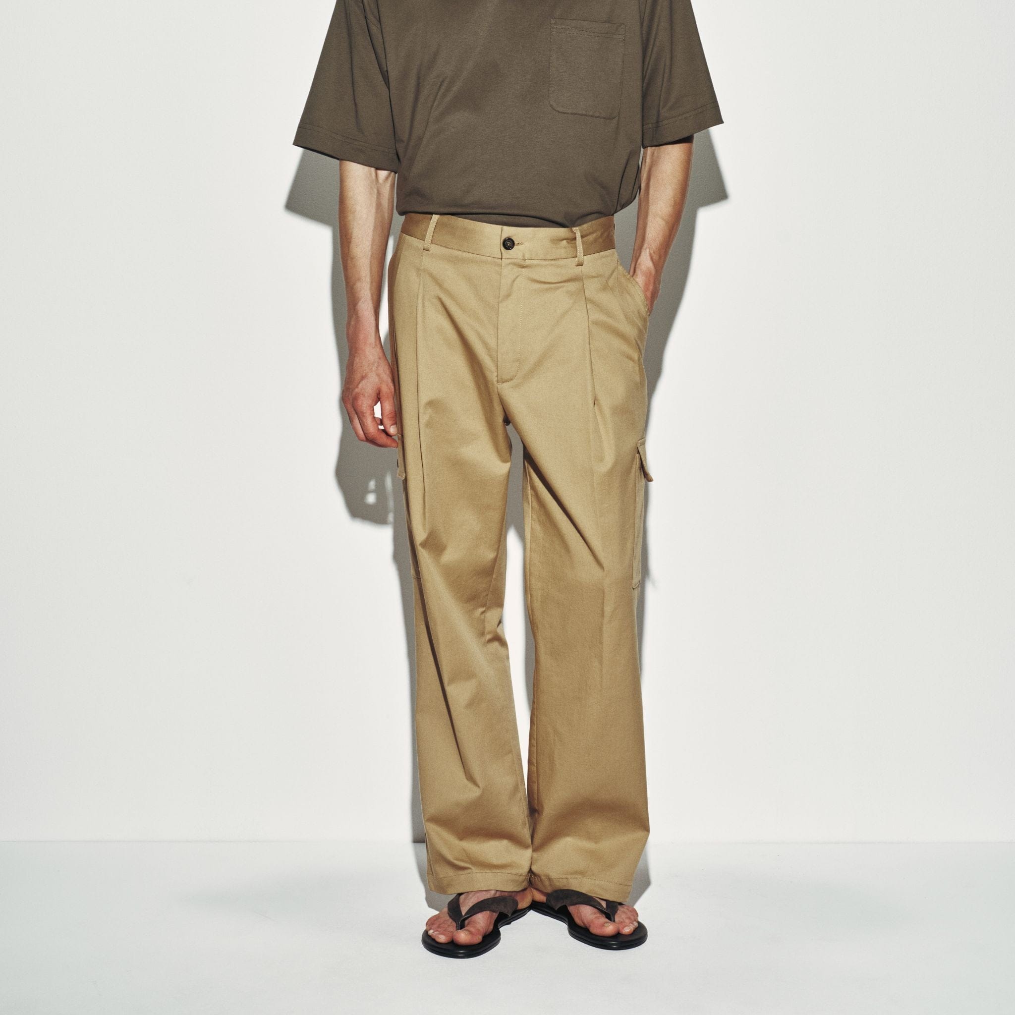 Pantalone Utility Loose Fit in Cotone Corda Pantalone Tessuto 48 / Corda Paolo Pecora