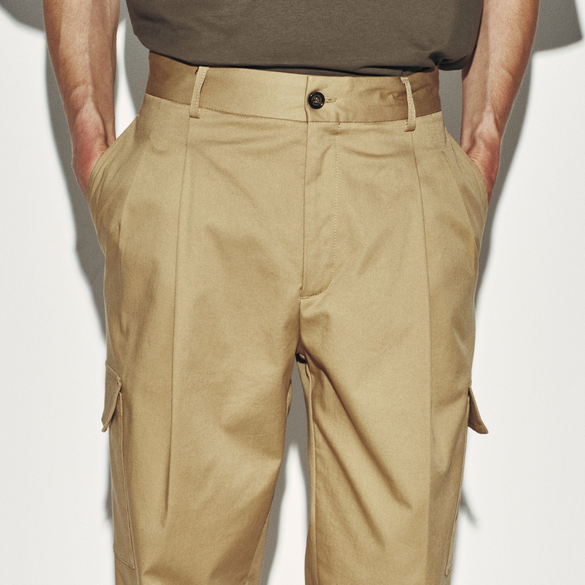 Pantalone Utility Loose Fit in Cotone Corda Pantalone Tessuto 48 / Corda Paolo Pecora