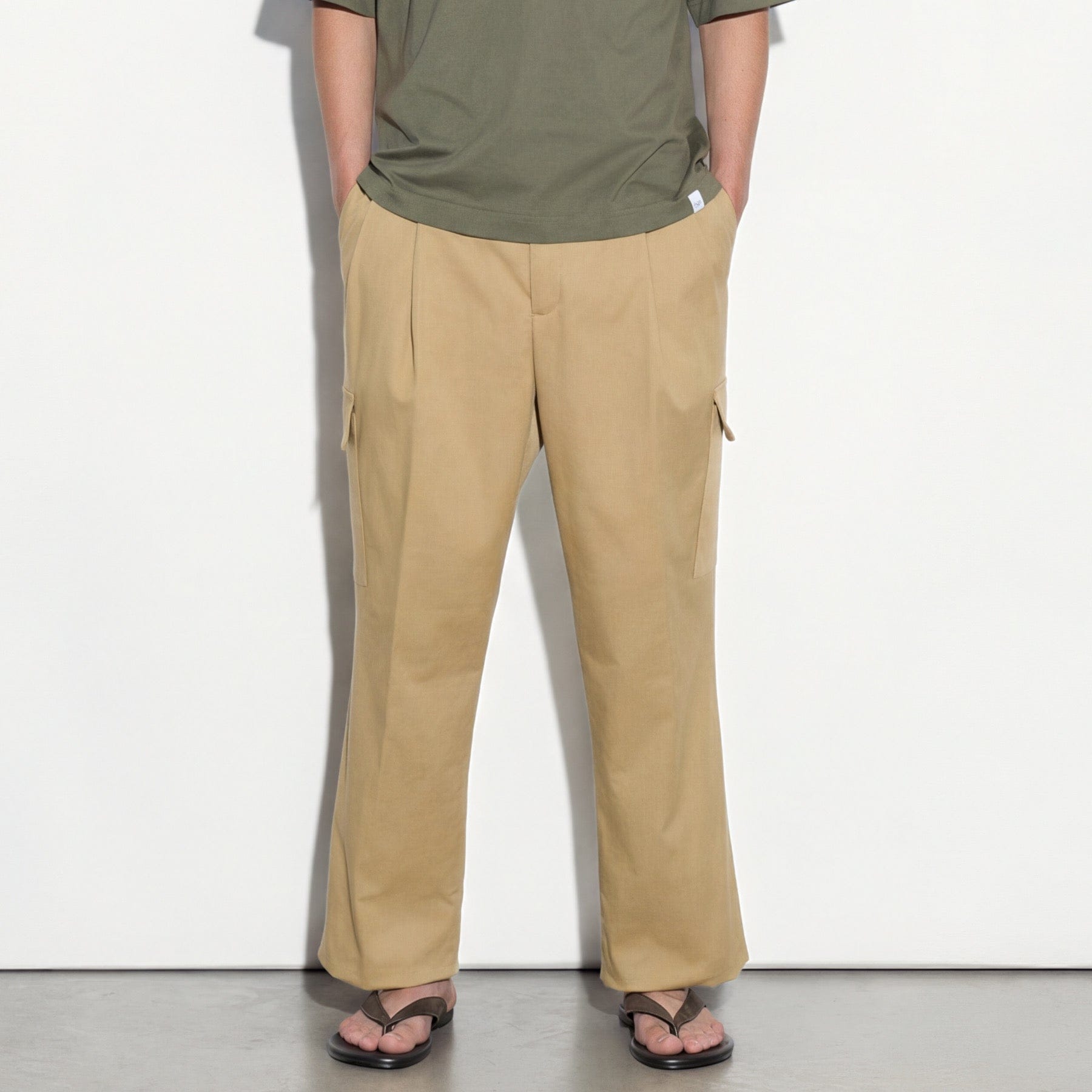 Pantalone Utility Loose Fit in Cotone Corda Pantalone Tessuto 48 / Corda Paolo Pecora