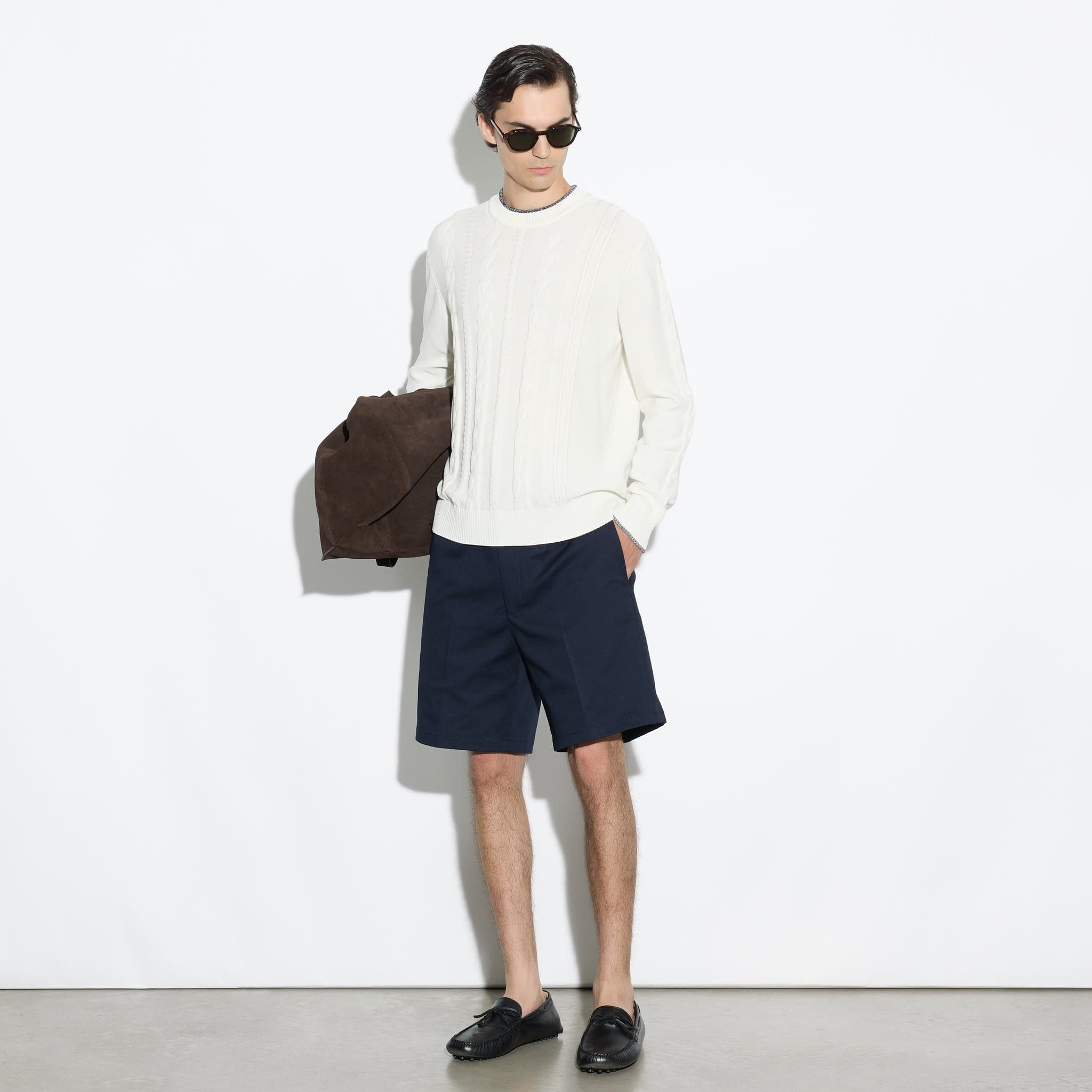 Bermuda con Cintura Elastica in Cotone Blu Bermuda Tessuto Paolo Pecora