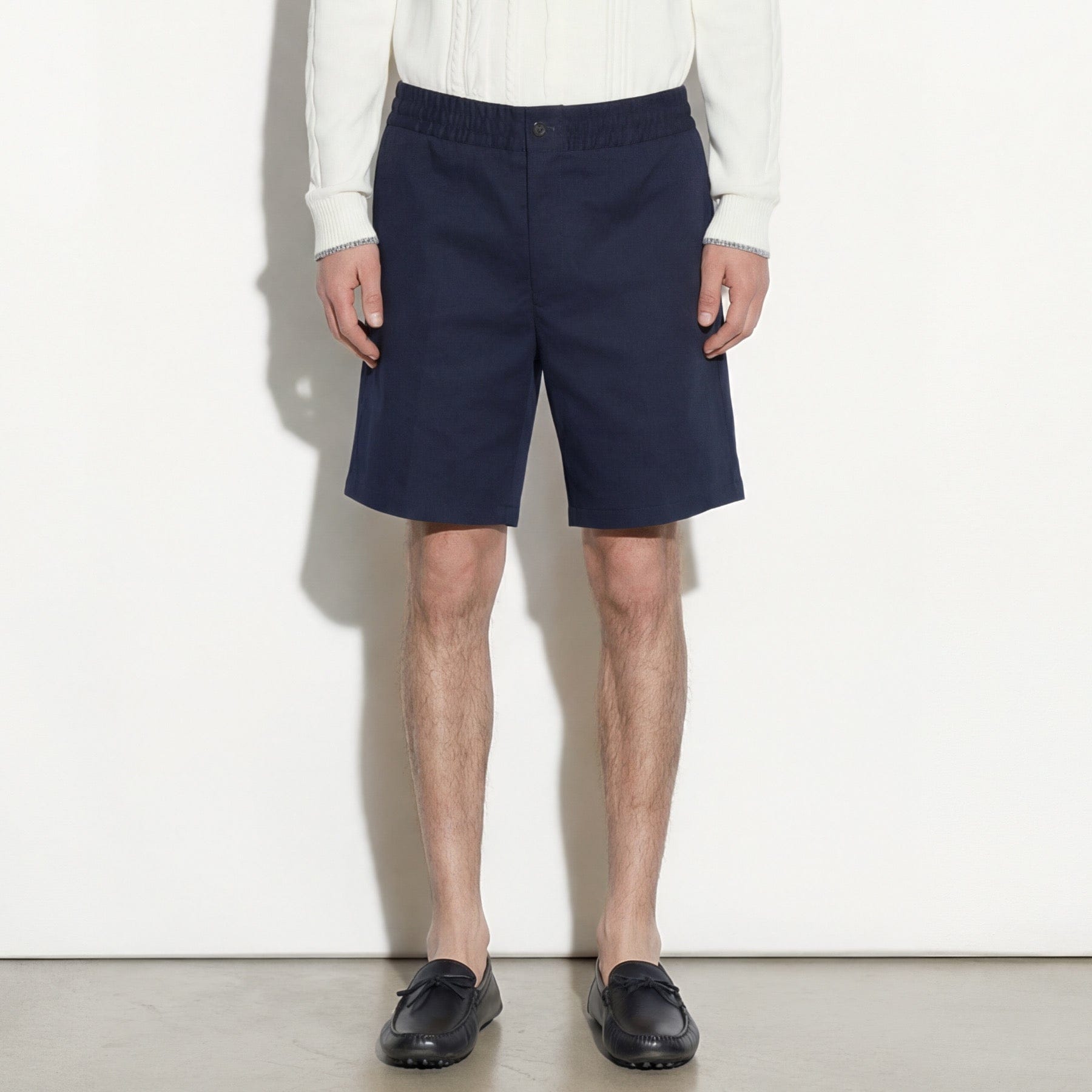 Bermuda con Cintura Elastica in Cotone Blu Bermuda Tessuto Paolo Pecora