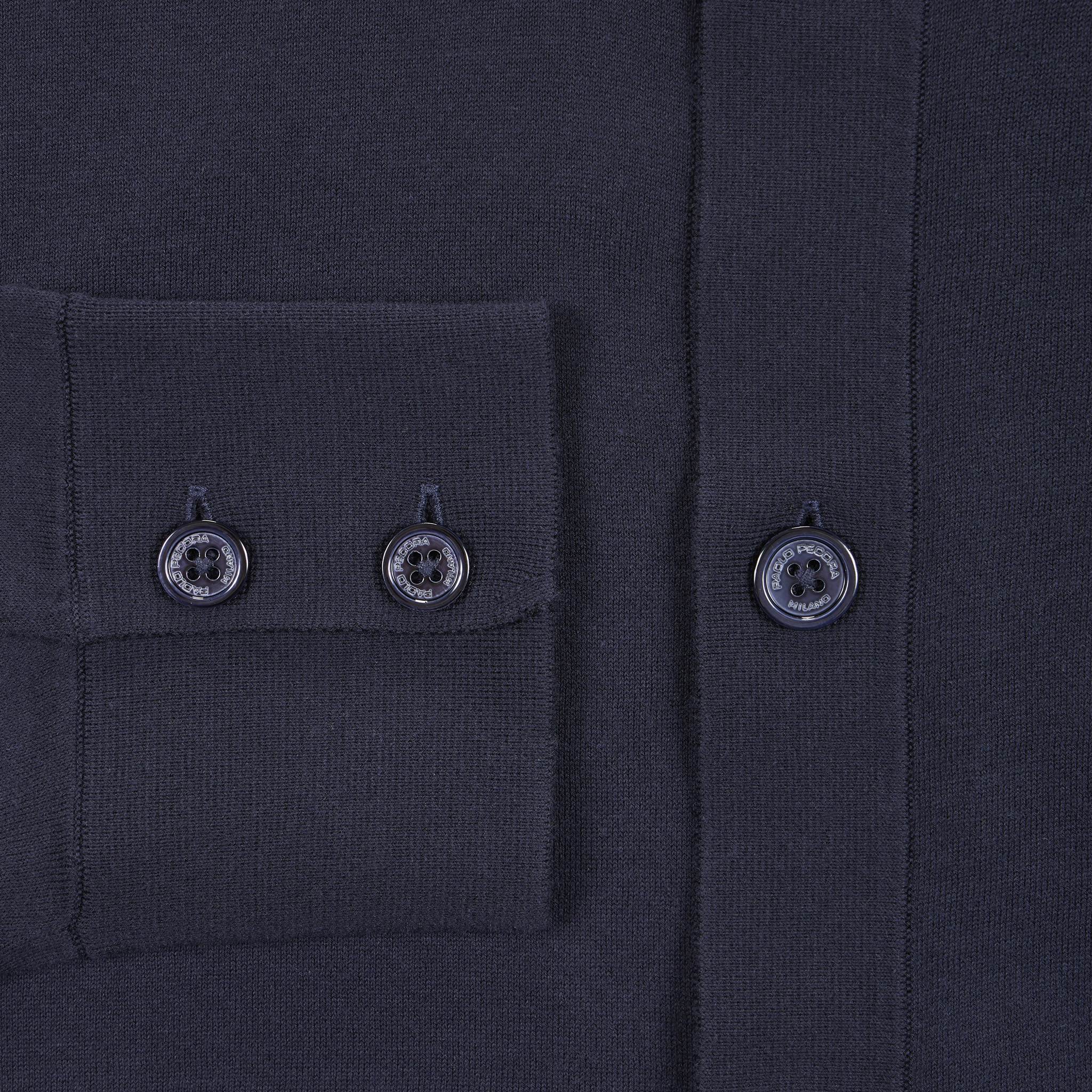 Camicia in Maglia Loose Fit in Cotone Blu Camicia Maglia Paolo Pecora