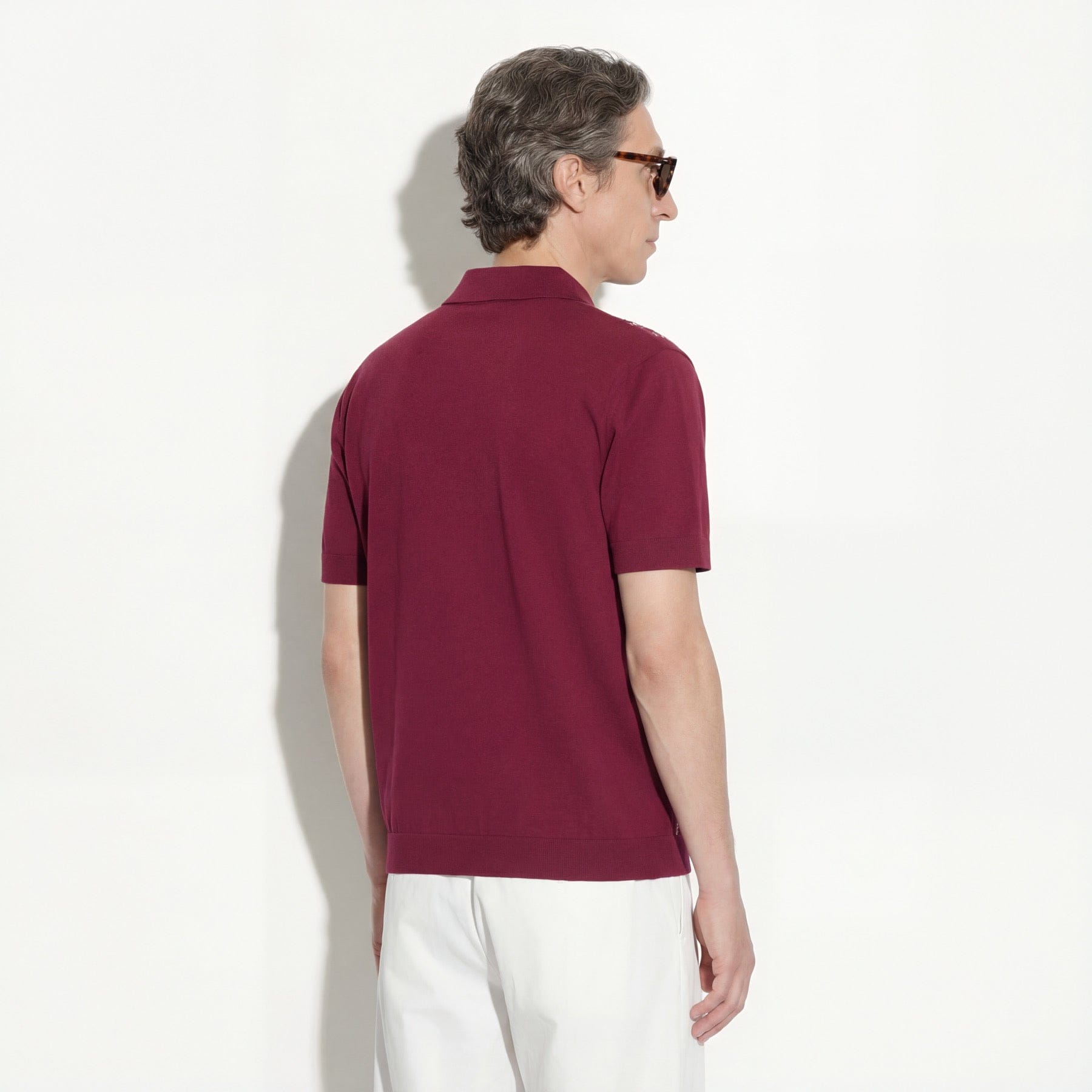 Camicia in Maglia Loose Fit in Cotone con Ricamo Mattone Scuro Camicia Maglia Paolo Pecora