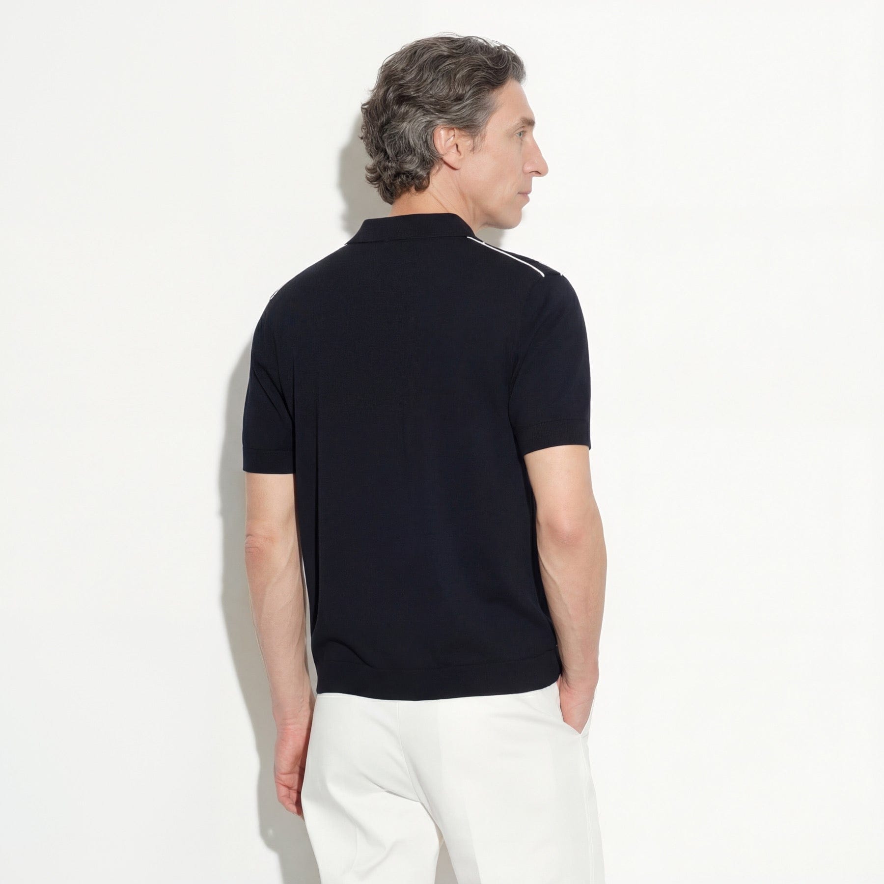 Camicia in Maglia Loose Fit in Cotone con Ricamo Nero Camicia Maglia Paolo Pecora