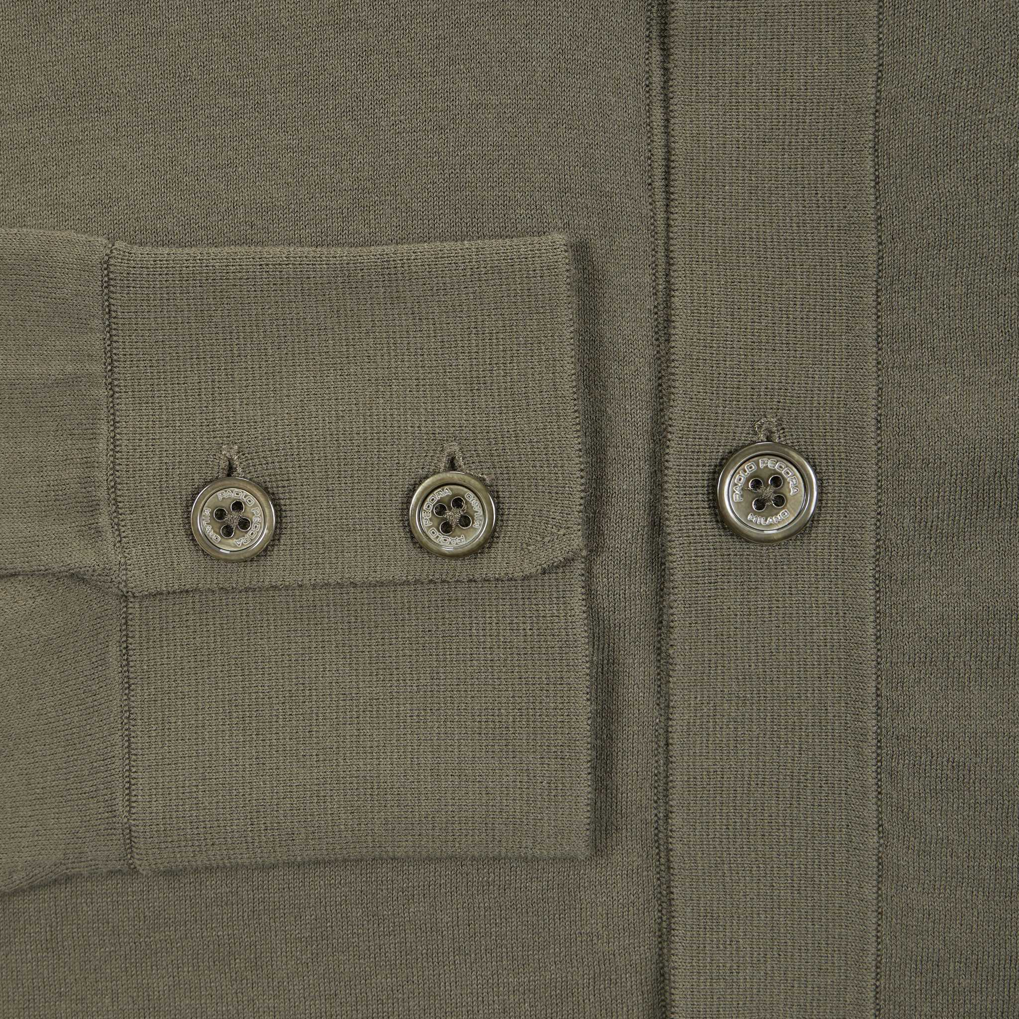 Camicia in Maglia Loose Fit in Cotone Verde Scuro Camicia Maglia Paolo Pecora