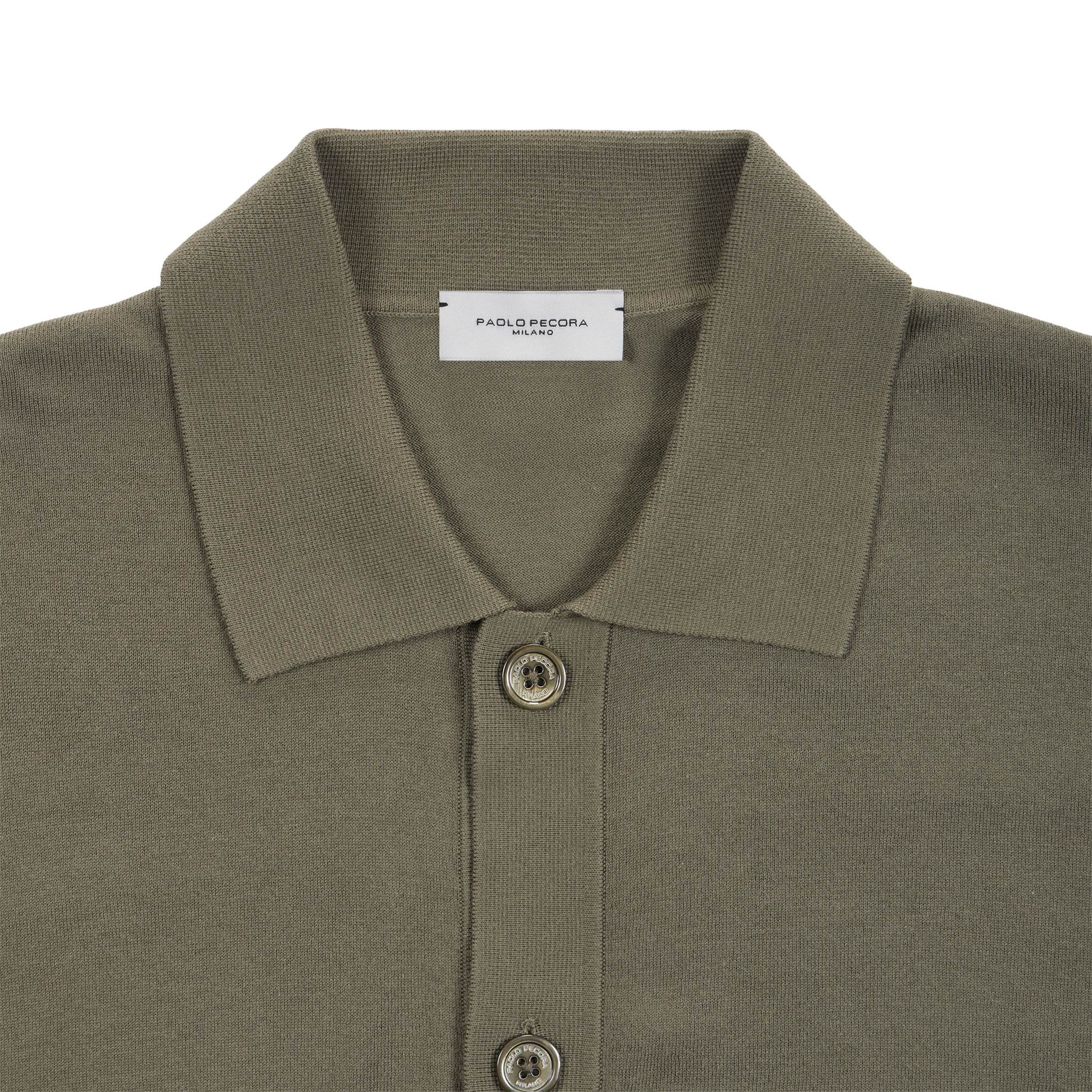 Camicia in Maglia Loose Fit in Cotone Verde Scuro Camicia Maglia Paolo Pecora