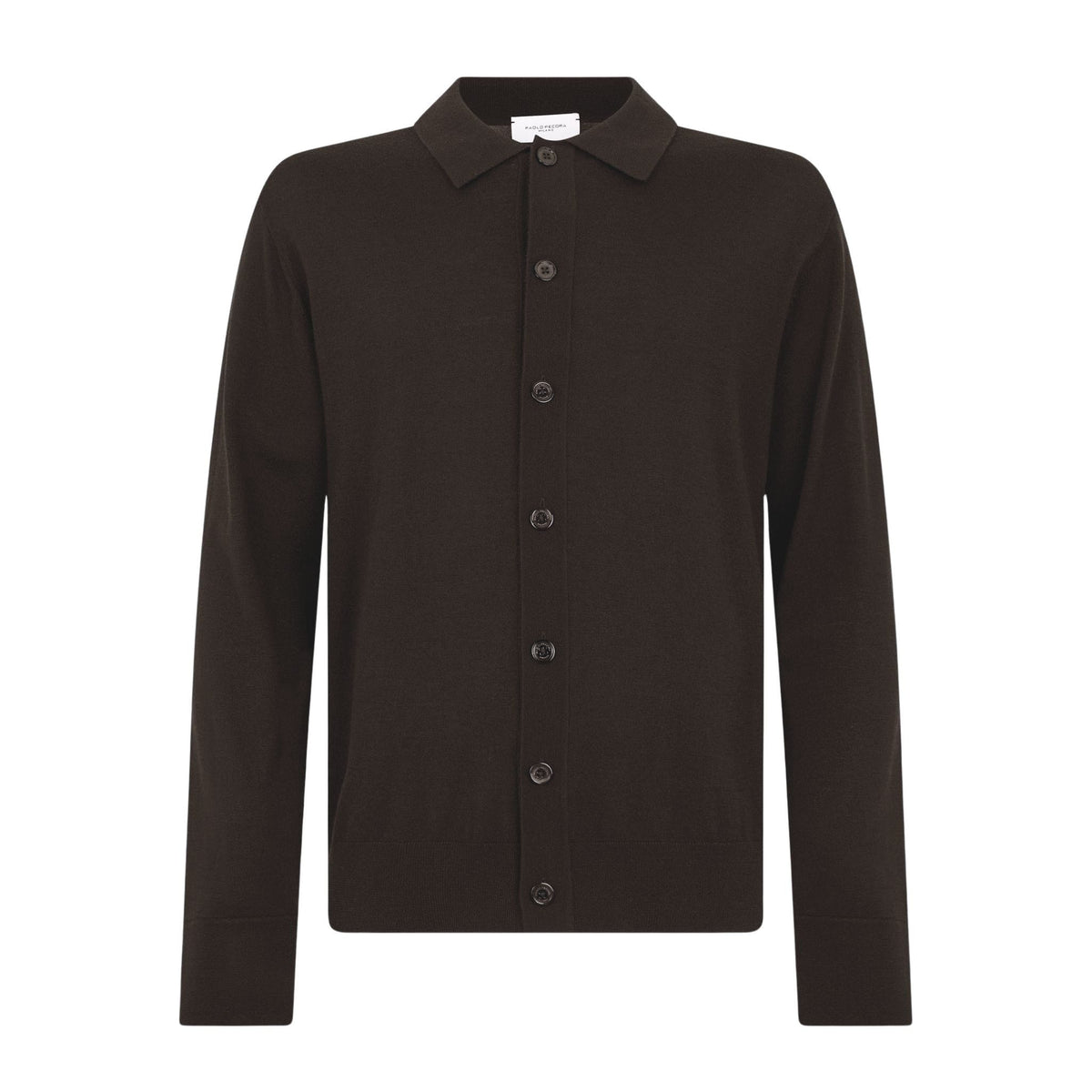 Camicia Maglia Loose Fit in Lana Merino Extrafine Ebano Camicia Maglia Paolo Pecora