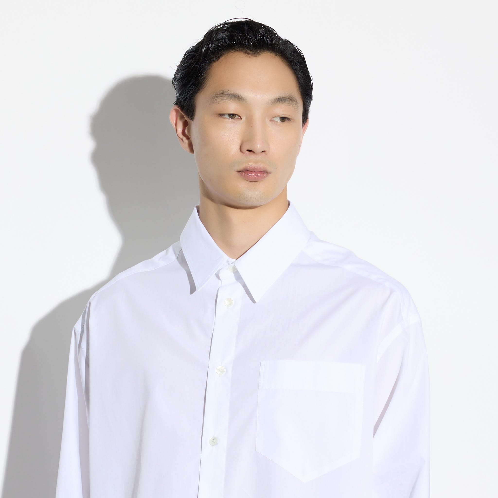 Camicia Over a Maniche Lunghe in Cotone Bianco Ottico Camicia Tessuto Paolo Pecora