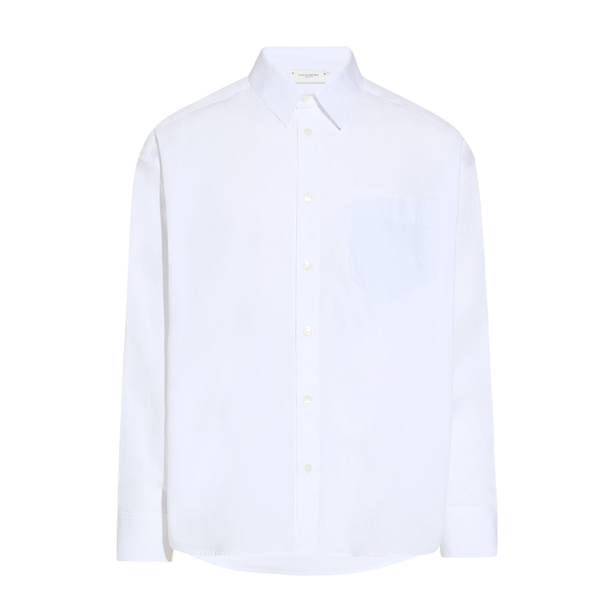 Camicia Over a Maniche Lunghe in Cotone Bianco Ottico Camicia Tessuto Paolo Pecora