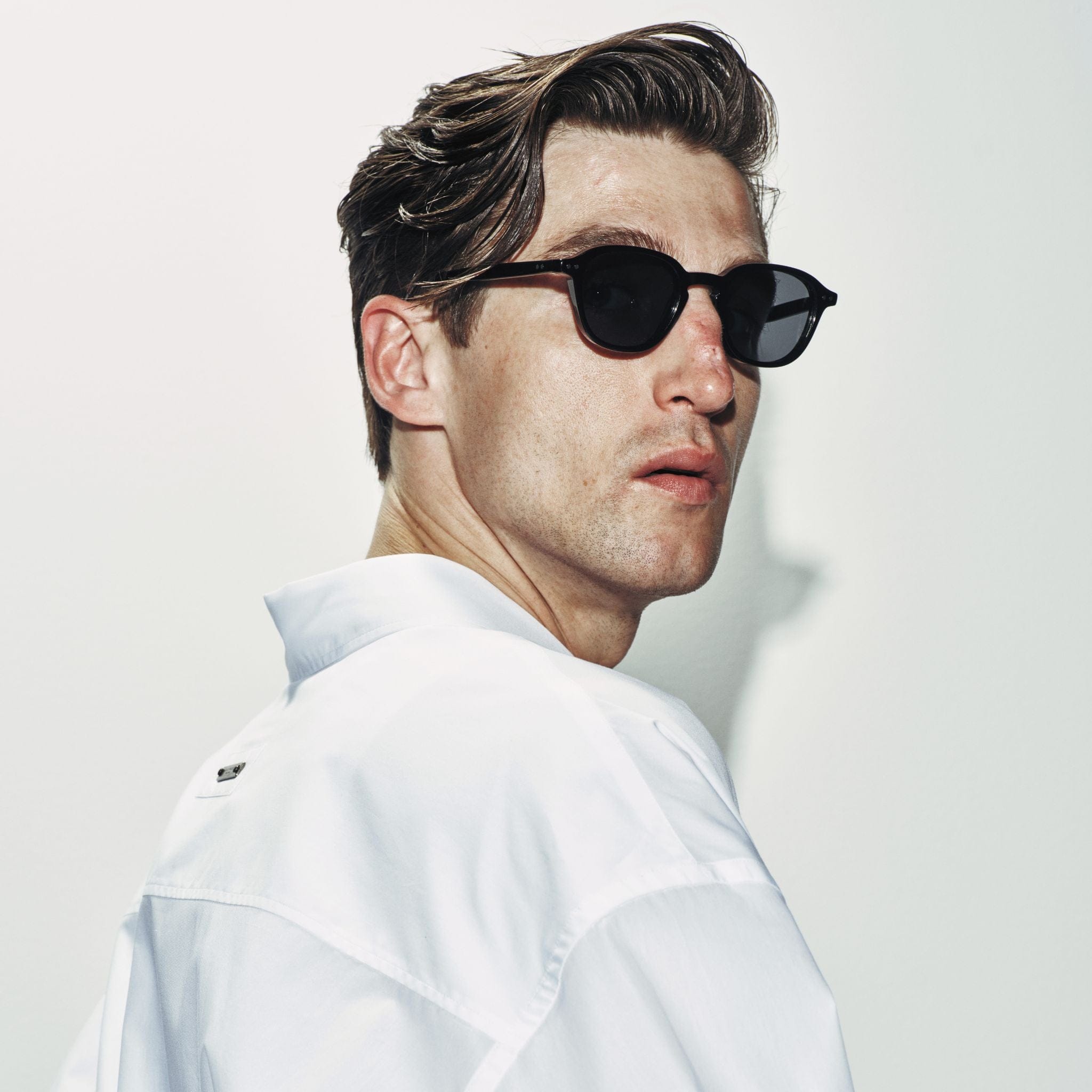 Camicia Over a Maniche Lunghe in Cotone Bianco Ottico Camicia Tessuto Paolo Pecora