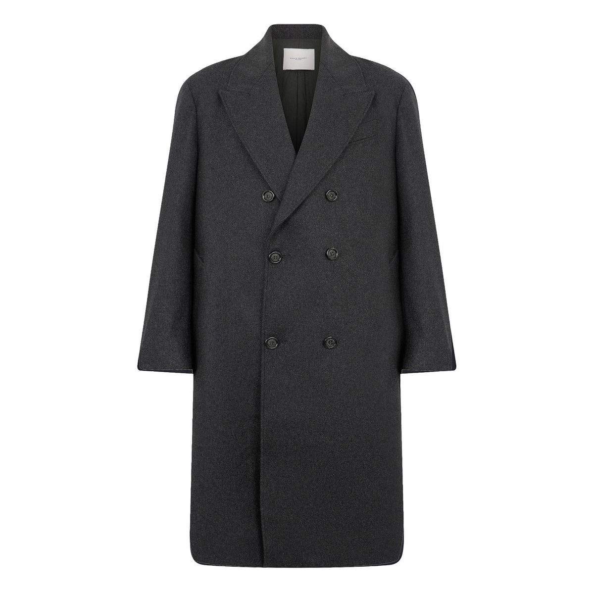 Cappotto Tessuto Grigio Scuro Melange Cappotto Tessuto Paolo Pecora