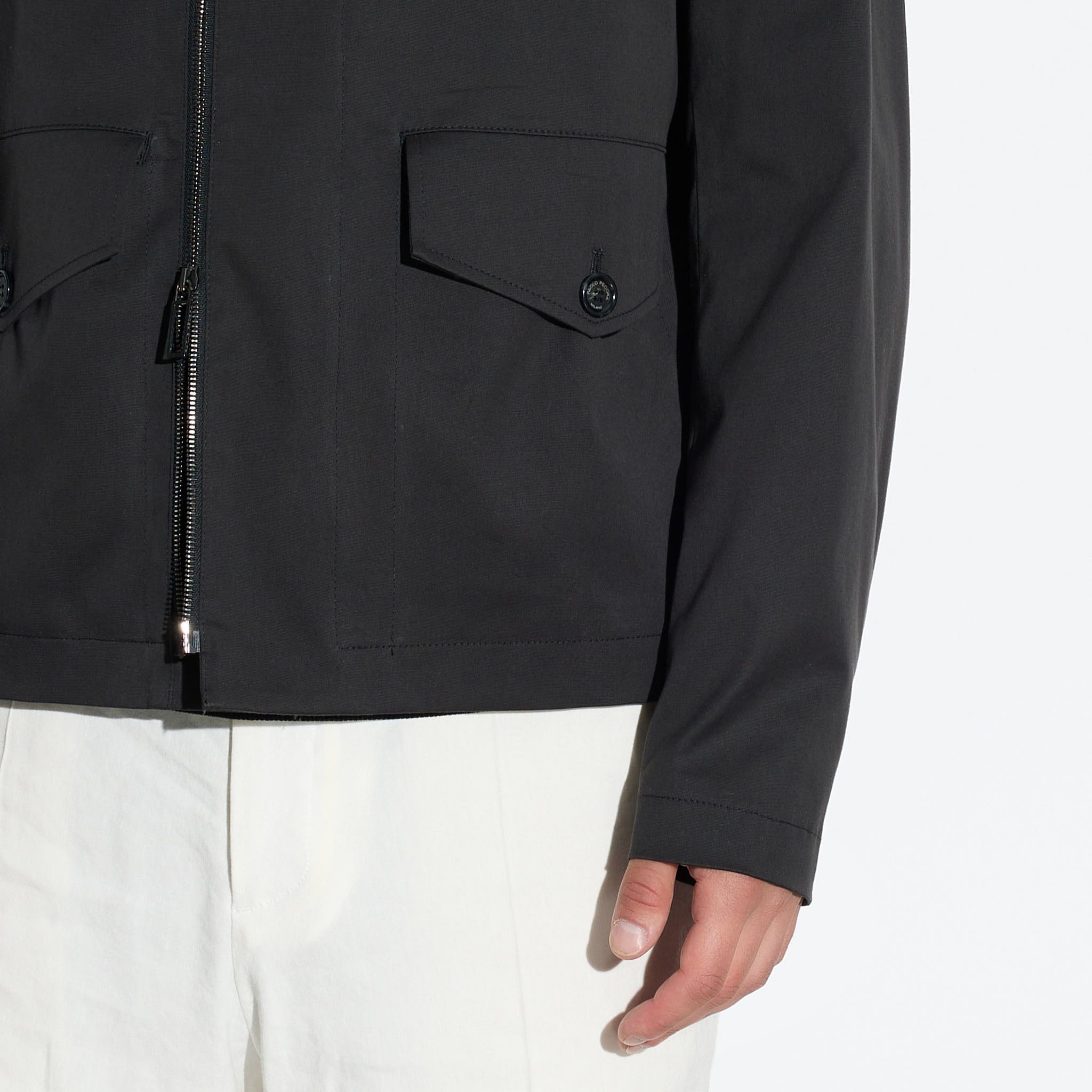 Giubbotto con Zip in Tessuto Nero Giubbotto Tessuto Paolo Pecora