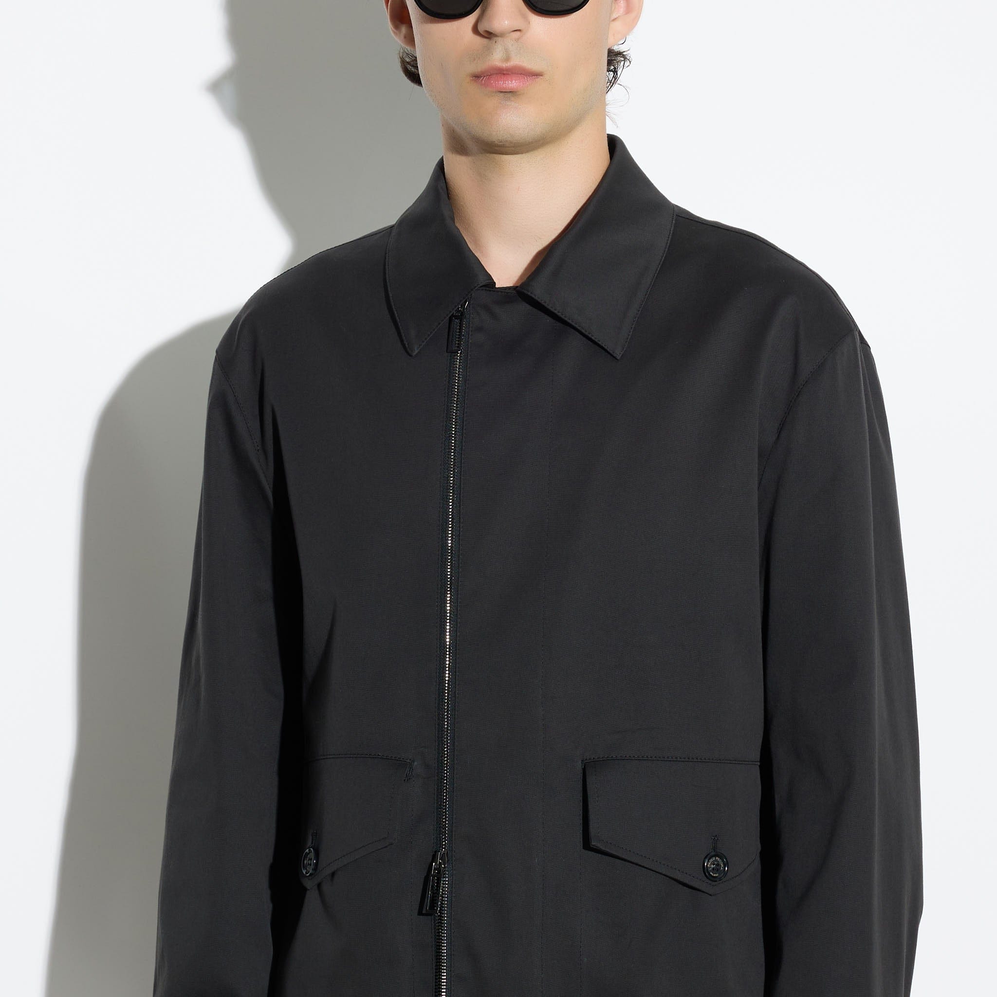 Giubbotto con Zip in Tessuto Nero Giubbotto Tessuto Paolo Pecora