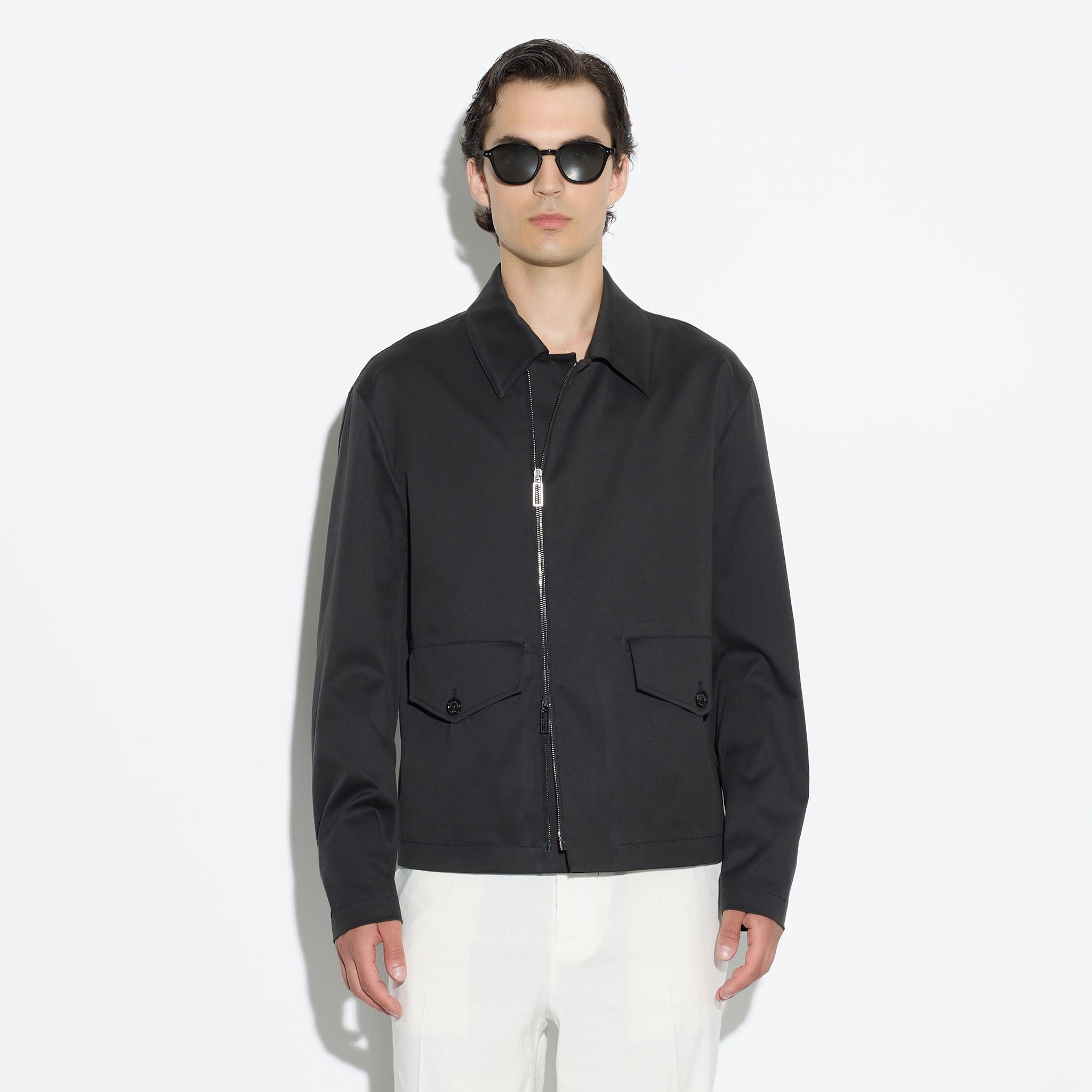 Giubbotto con Zip in Tessuto Nero Giubbotto Tessuto Paolo Pecora