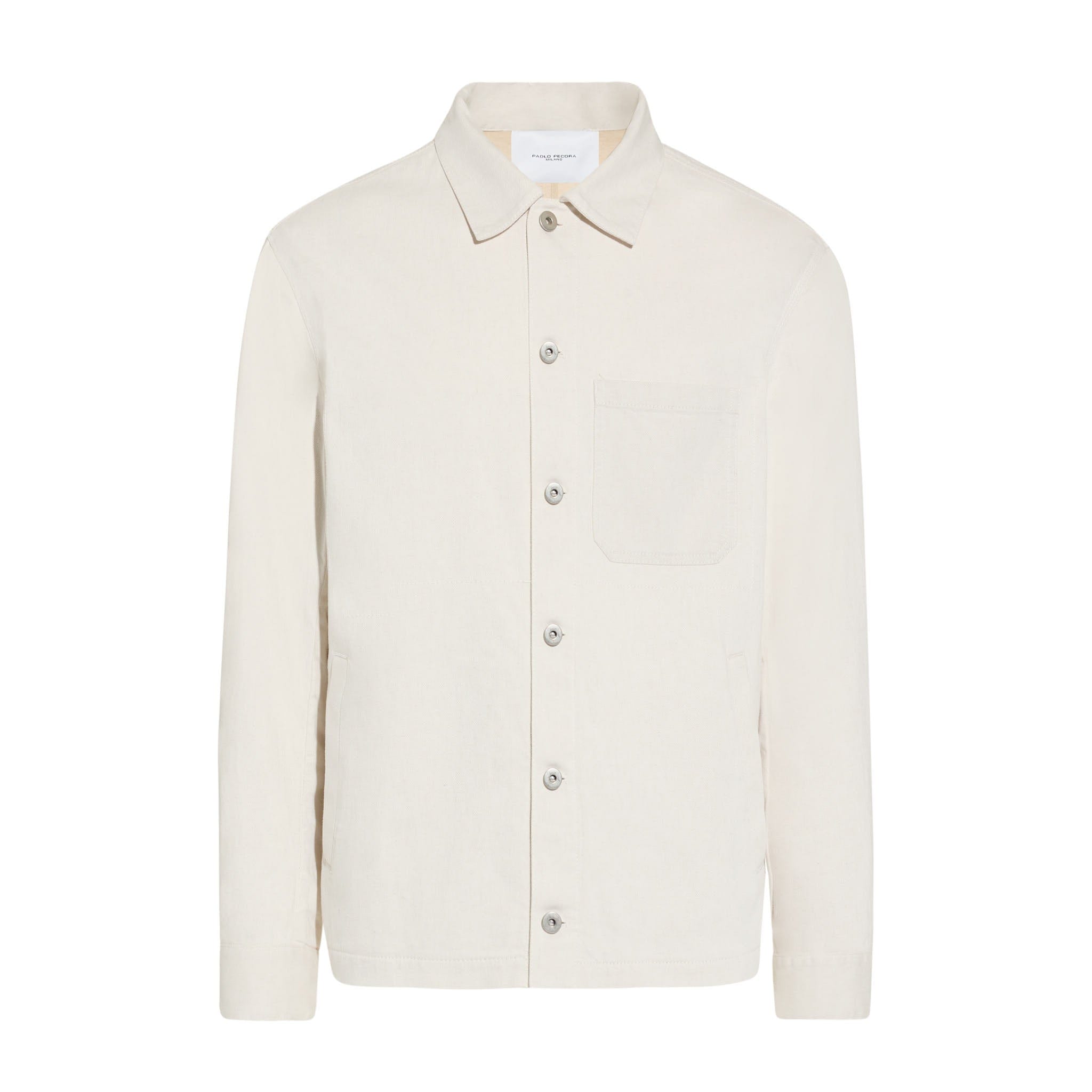 Giubbotto in Cotone e Lino Ghiaccio Giubbotto Tessuto Paolo Pecora