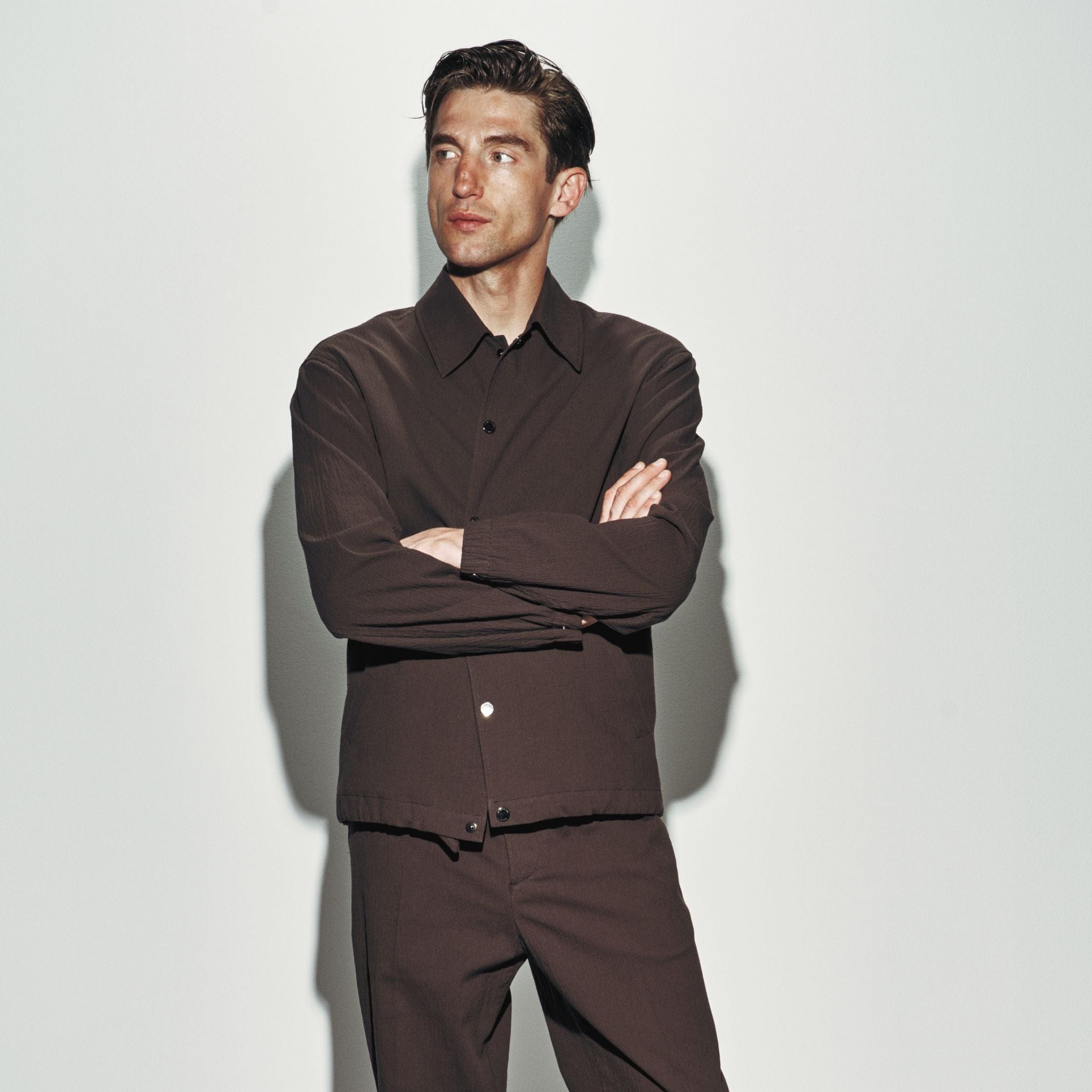 Giubbotto in Cotone Marrone Scuro Giubbotto Tessuto Paolo Pecora