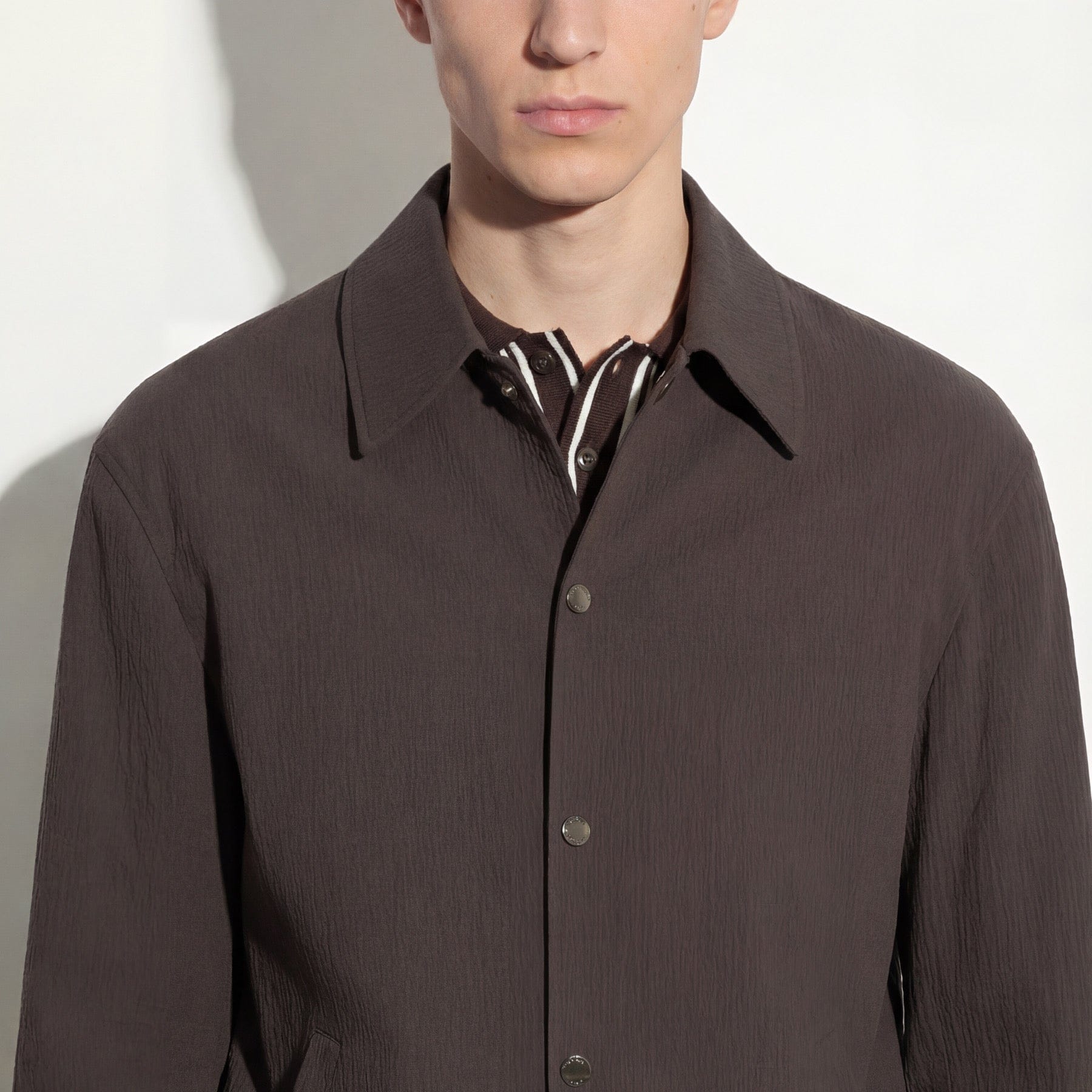 Giubbotto in Cotone Marrone Scuro Giubbotto Tessuto Paolo Pecora