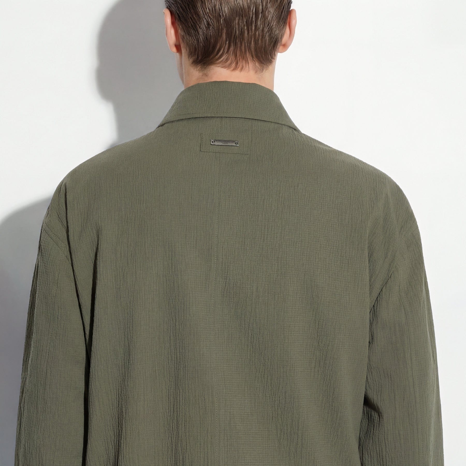 Giubbotto in Cotone Verde Scuro Giubbotto Tessuto Paolo Pecora