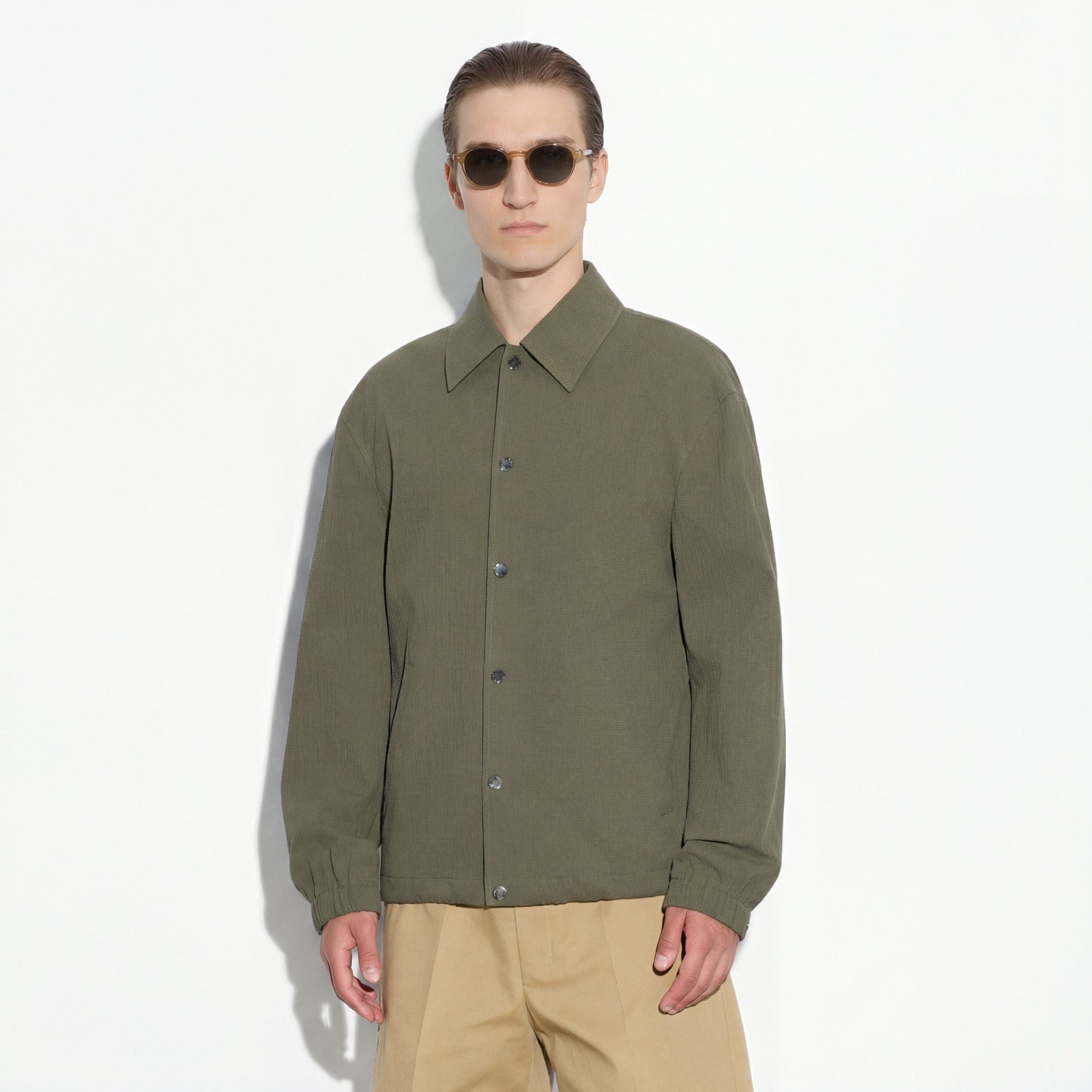 Giubbotto in Cotone Verde Scuro Giubbotto Tessuto Paolo Pecora