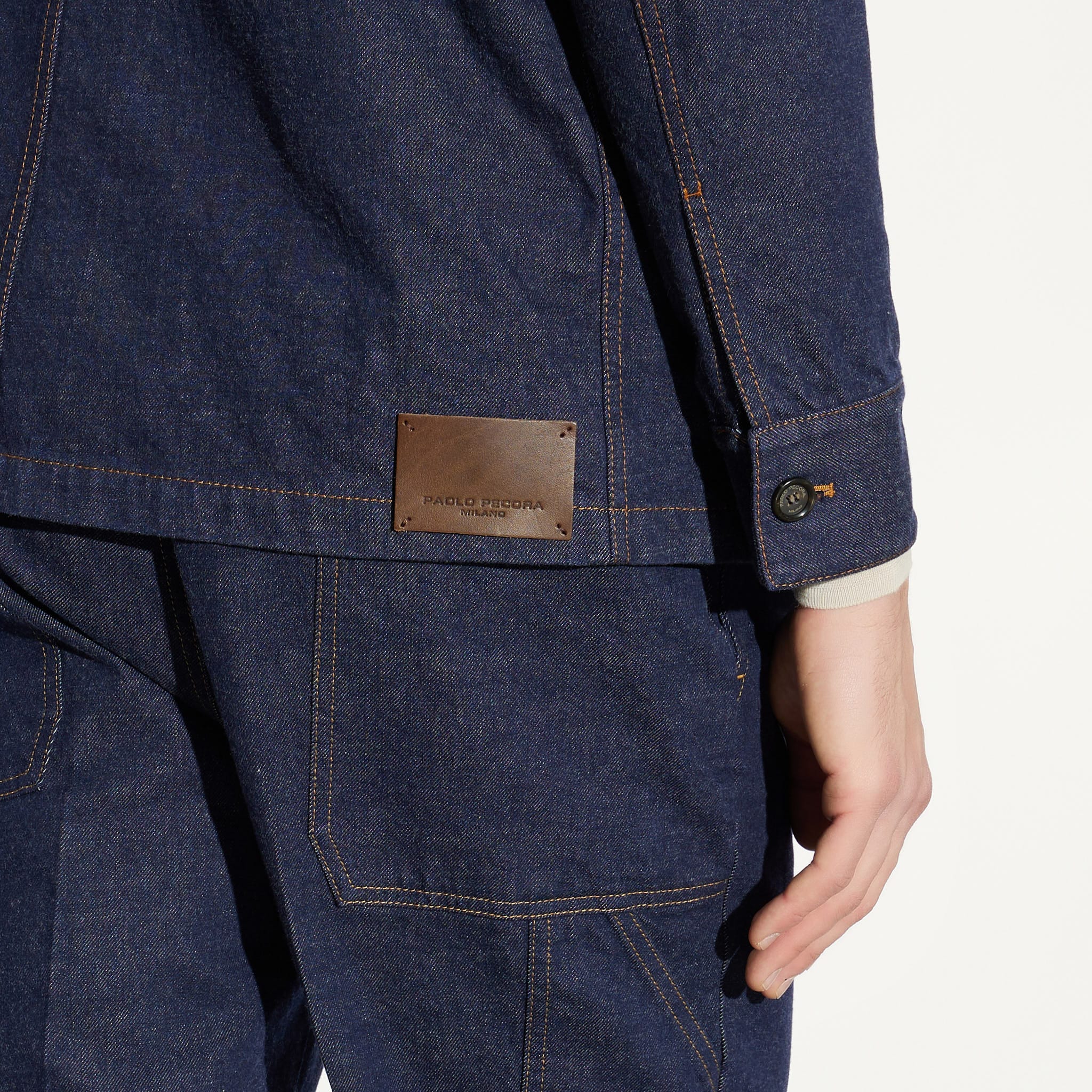 Giubbotto in Denim Indaco con Colletto a Contrasto Giubbotto Tessuto Paolo Pecora