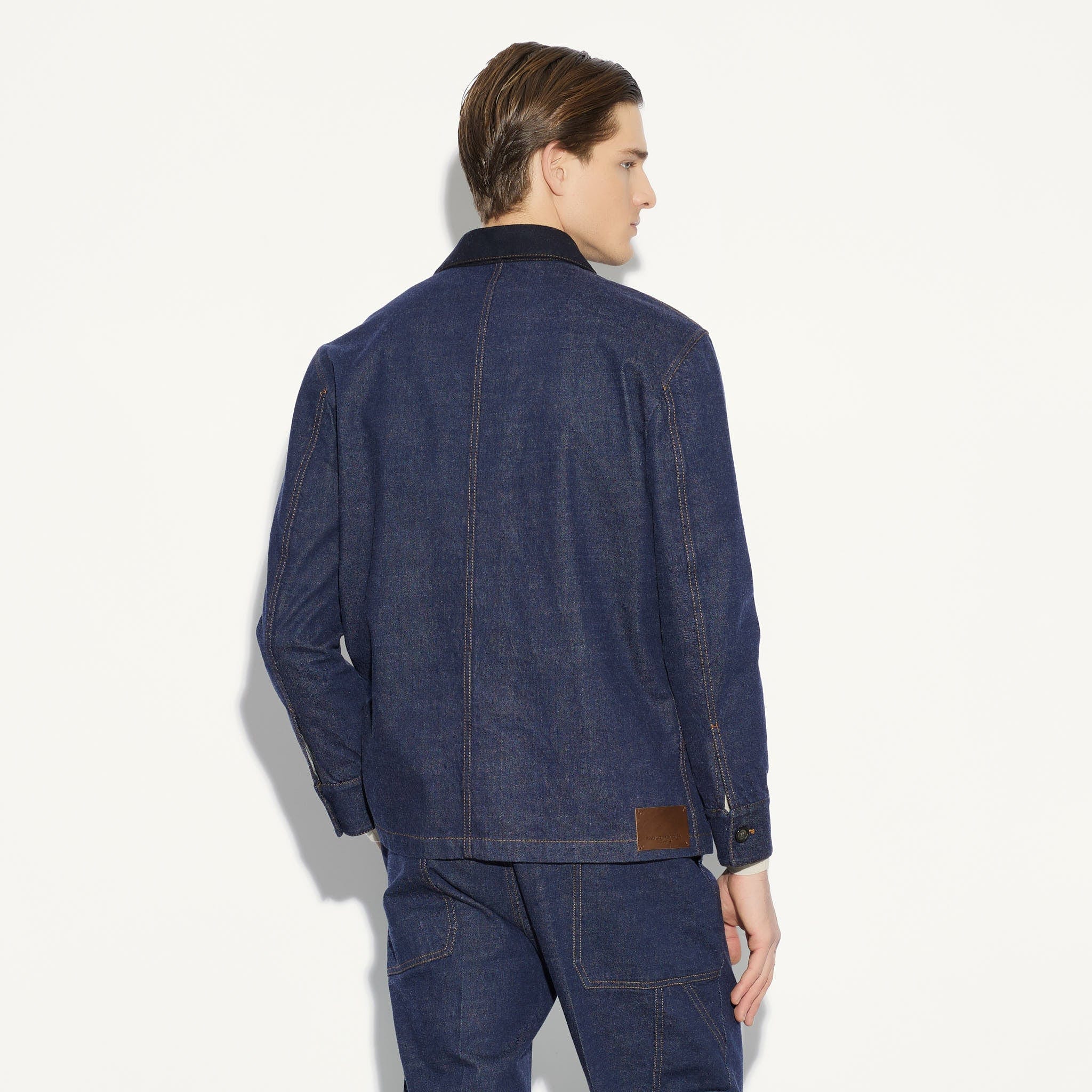 Giubbotto in Denim Indaco con Colletto a Contrasto Giubbotto Tessuto Paolo Pecora