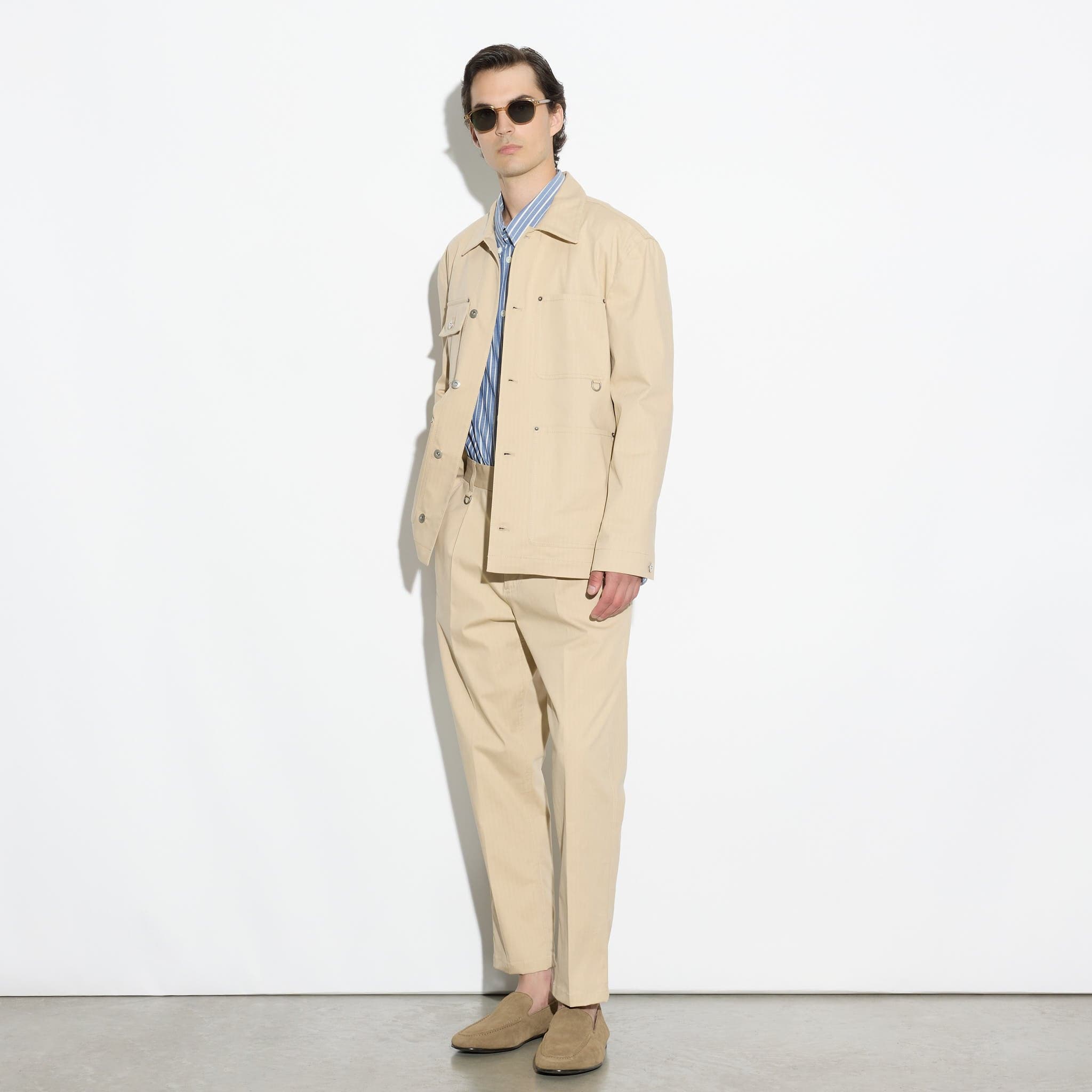 Giubbotto Utility in Cotone Beige Giubbotto Tessuto Paolo Pecora