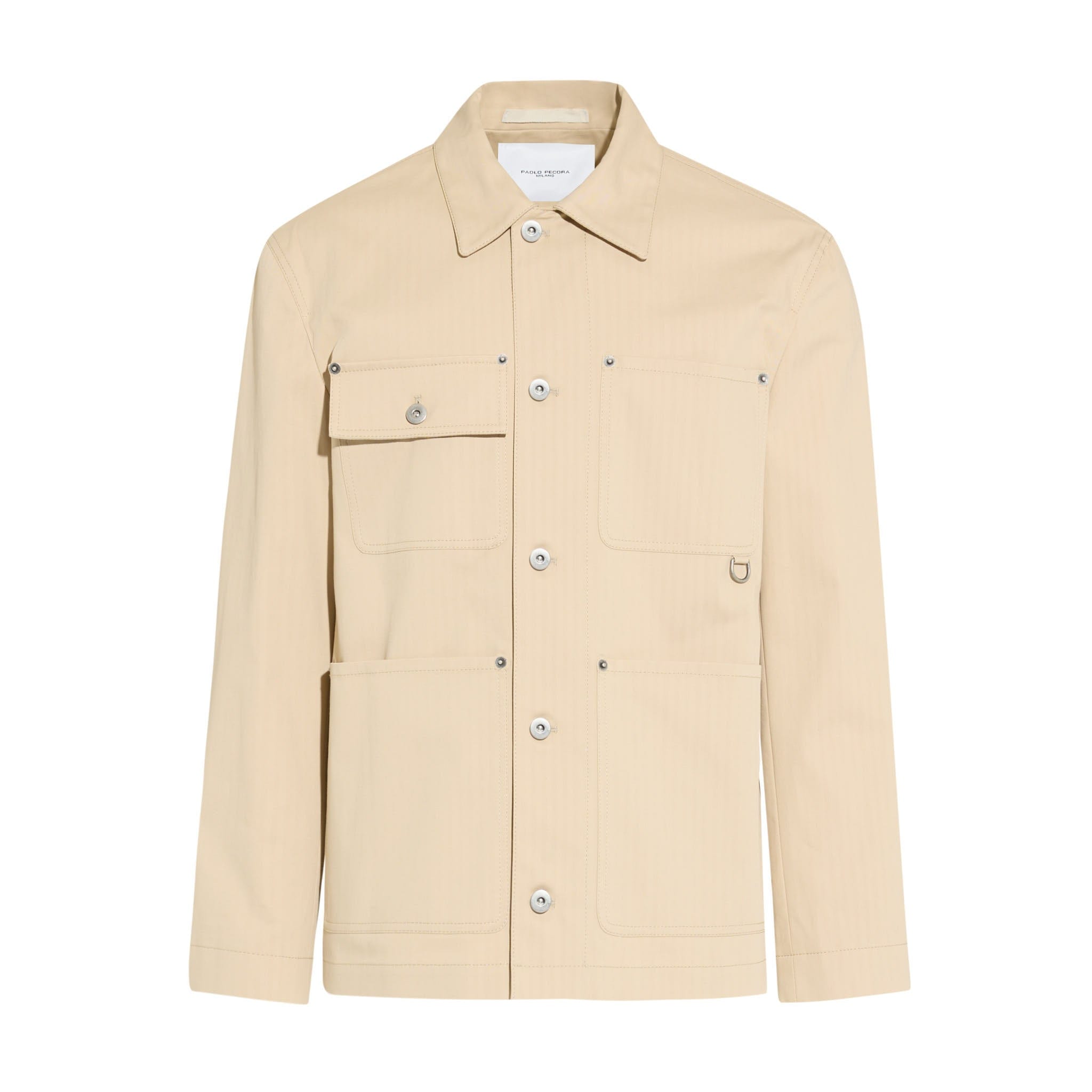 Giubbotto Utility in Cotone Beige Giubbotto Tessuto Paolo Pecora