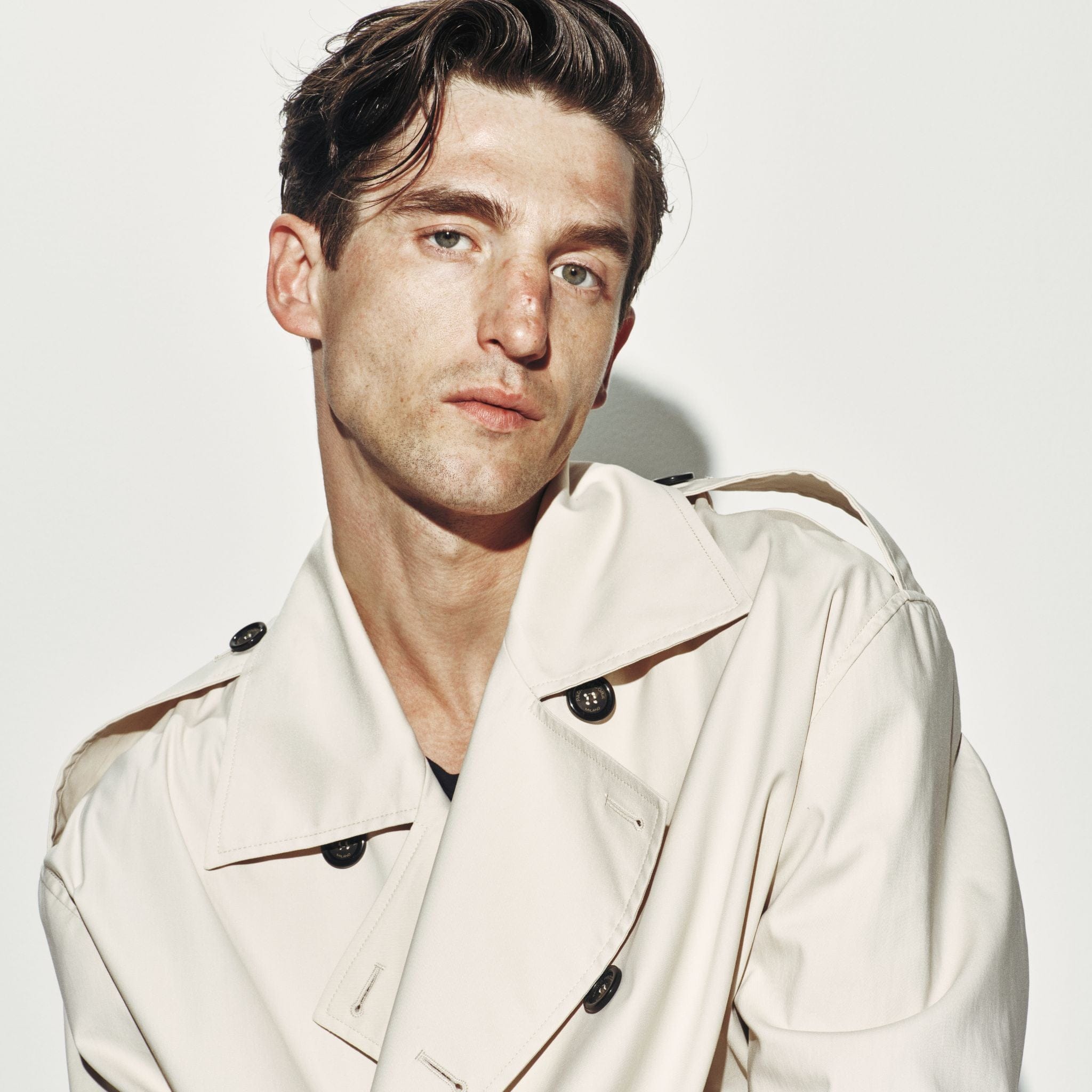 Impermeabile Doppiopetto in Tessuto Tecnico Ghiaccio Impermeabile L / Ghiaccio Paolo Pecora