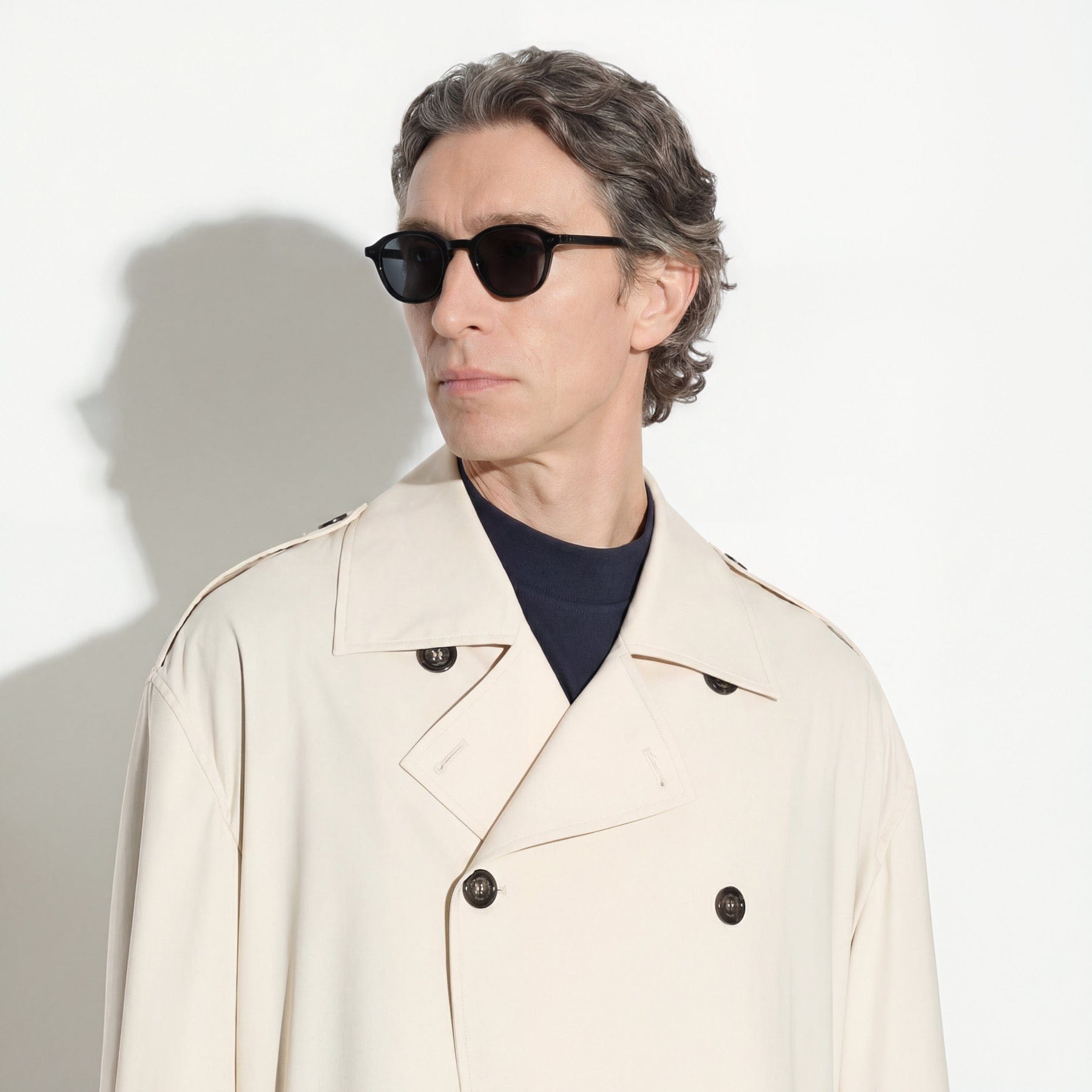 Impermeabile Doppiopetto in Tessuto Tecnico Ghiaccio Impermeabile L / Ghiaccio Paolo Pecora