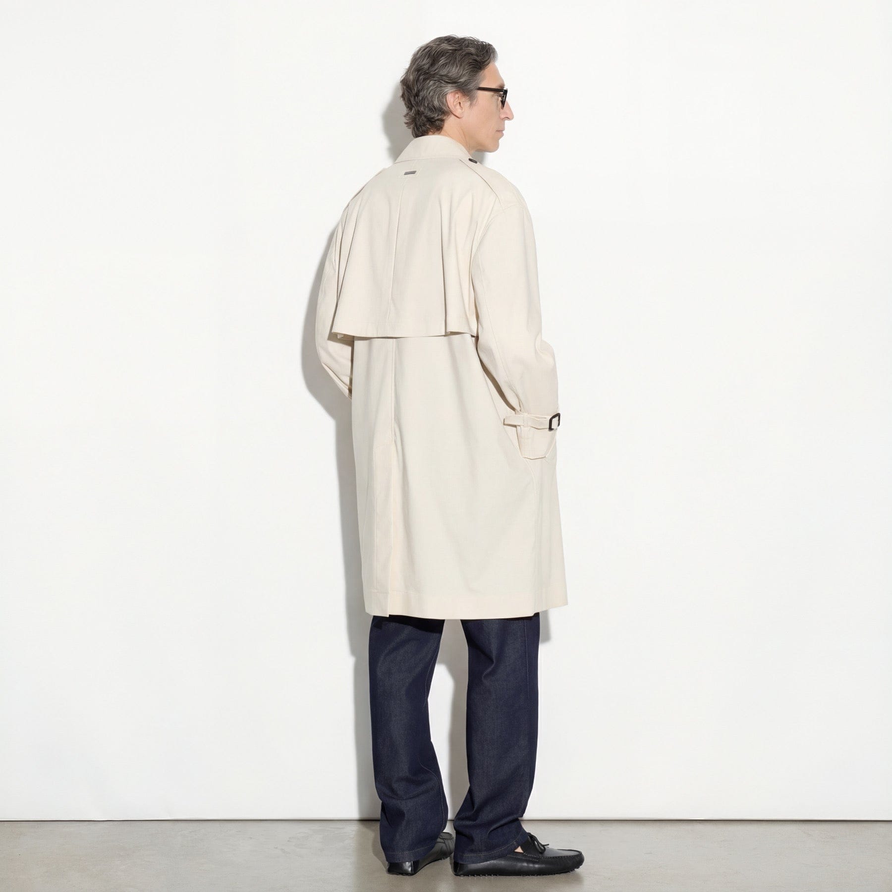 Impermeabile Doppiopetto in Tessuto Tecnico Ghiaccio Impermeabile L / Ghiaccio Paolo Pecora