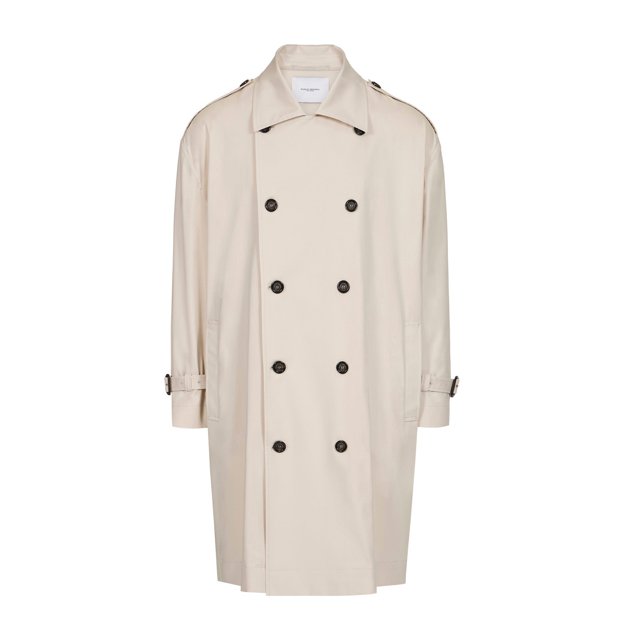 Impermeabile Doppiopetto in Tessuto Tecnico Ghiaccio Impermeabile L / Ghiaccio Paolo Pecora