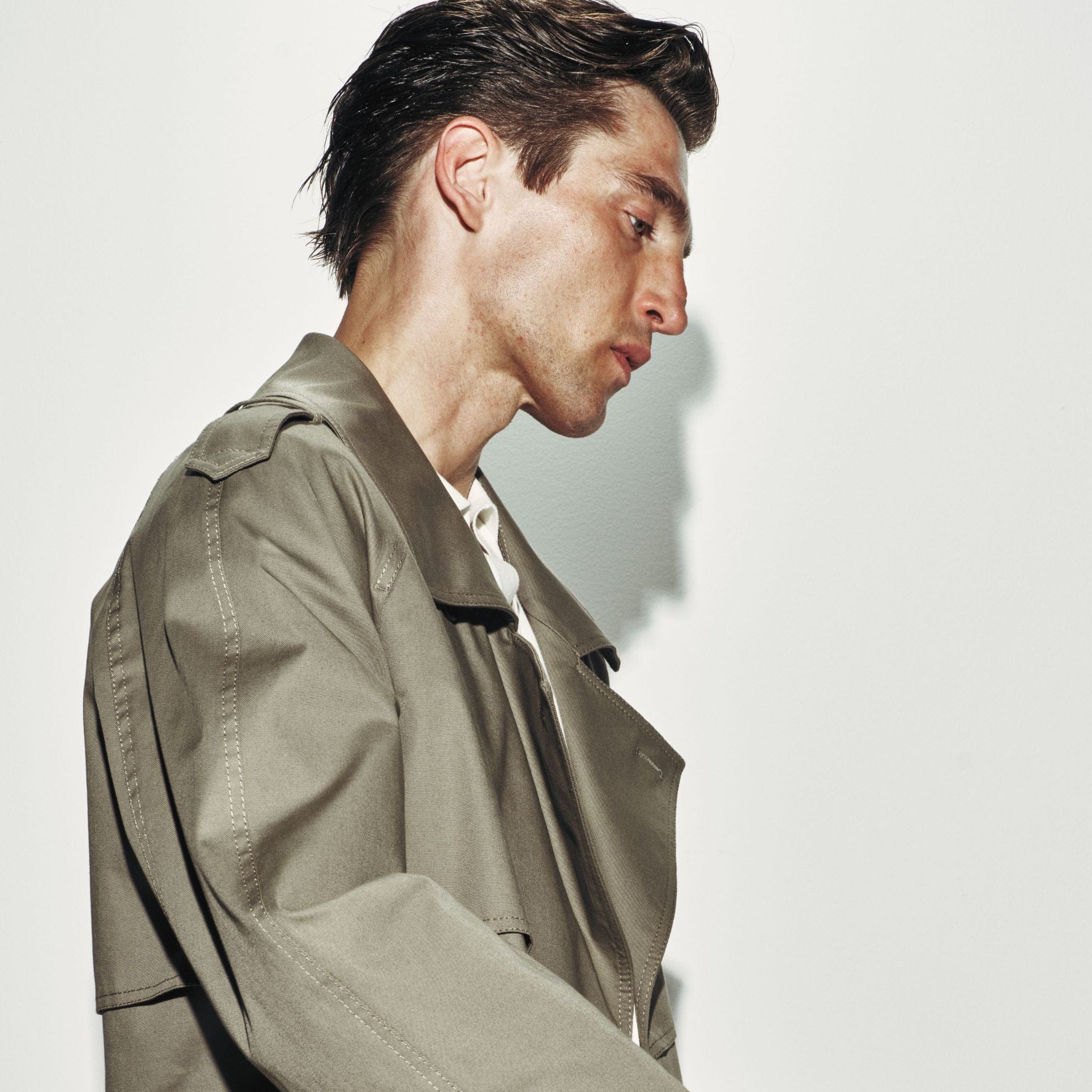 Trench Doppiopetto in Cotone con Cintura Kaki Giubbotto Tessuto L / Kaki Paolo Pecora