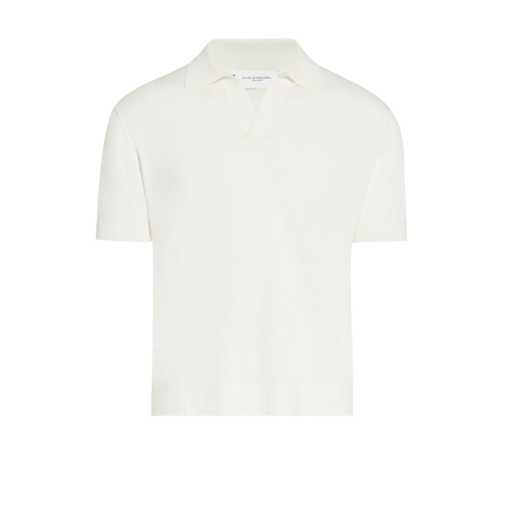 Maglia a Polo con Collo Aperto in Cotone Panna Maglia A Polo Paolo Pecora