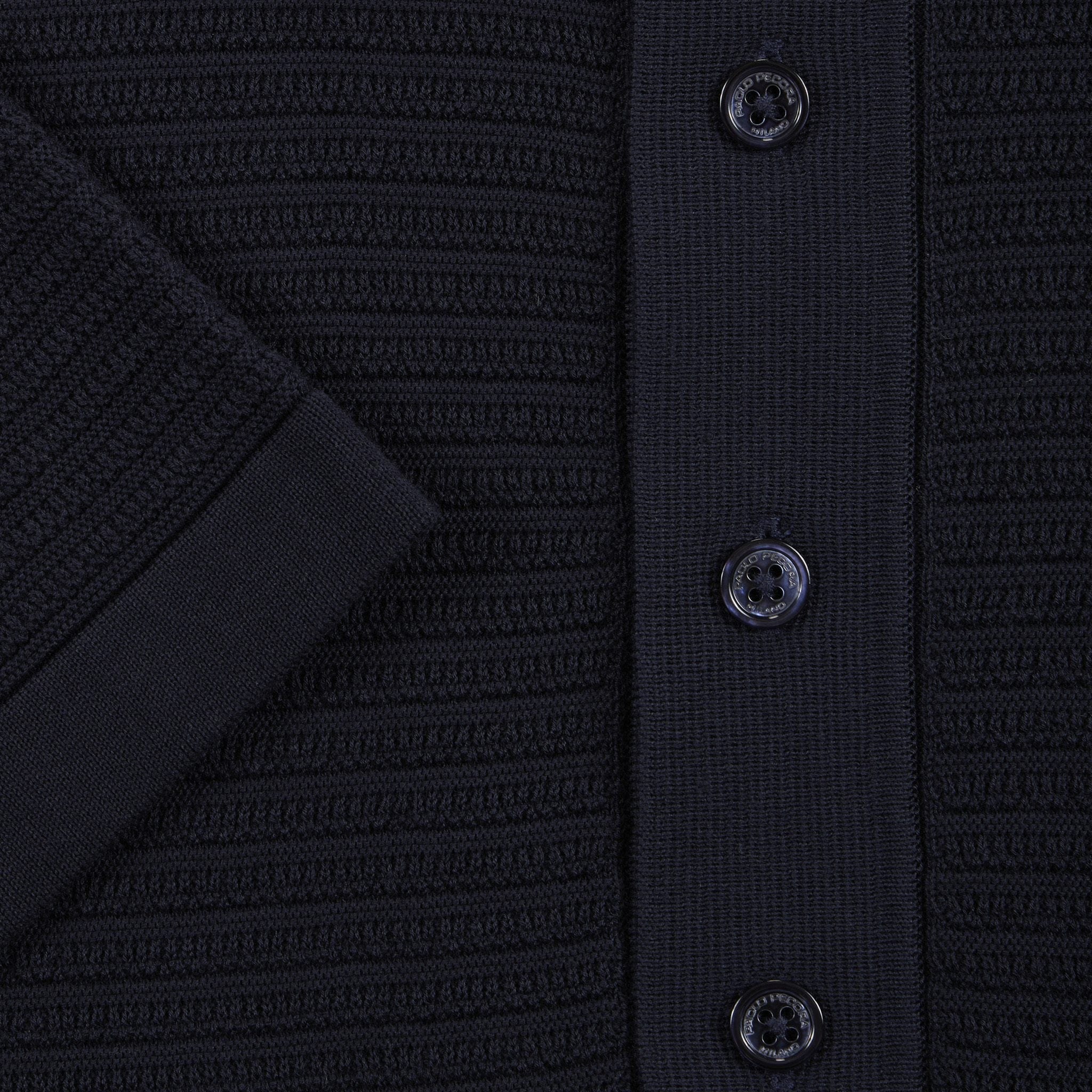 Maglia a Polo in Cotone a Trama Strutturata Blu Maglia A Polo Paolo Pecora