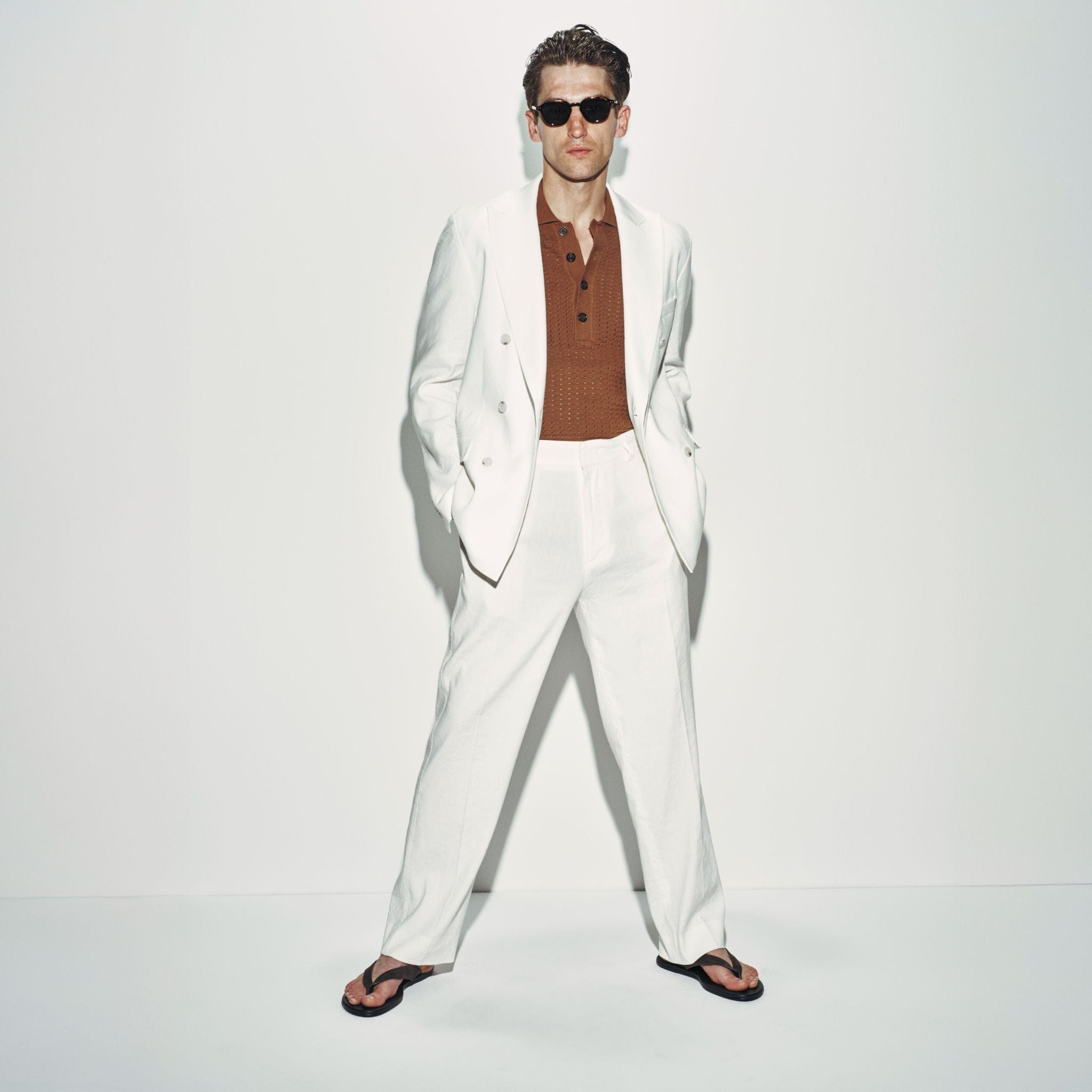 Maglia a Polo in Cotone Traforato Nocciola Maglia A Polo Paolo Pecora