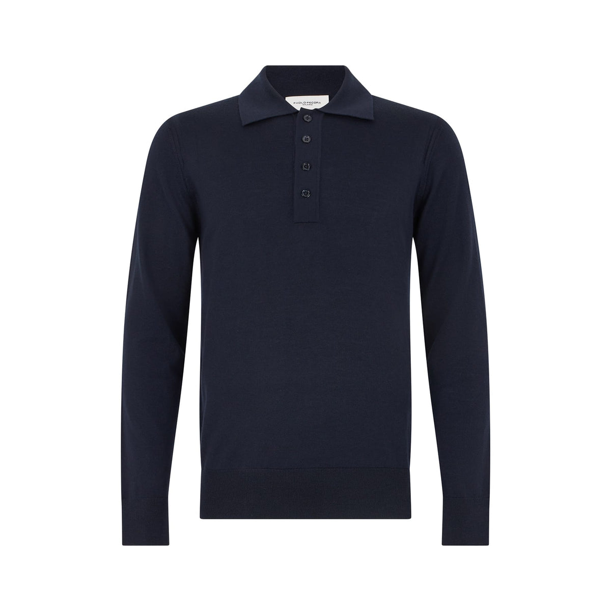 Maglia a Polo in Lana Merino Extrafine Blu Maglia A Polo Paolo Pecora
