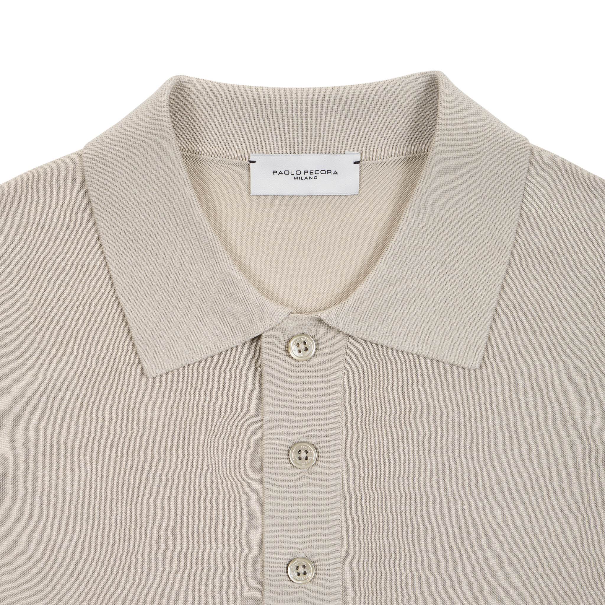 Maglia a Polo in Seta Cotone Beige Maglia A Polo Paolo Pecora