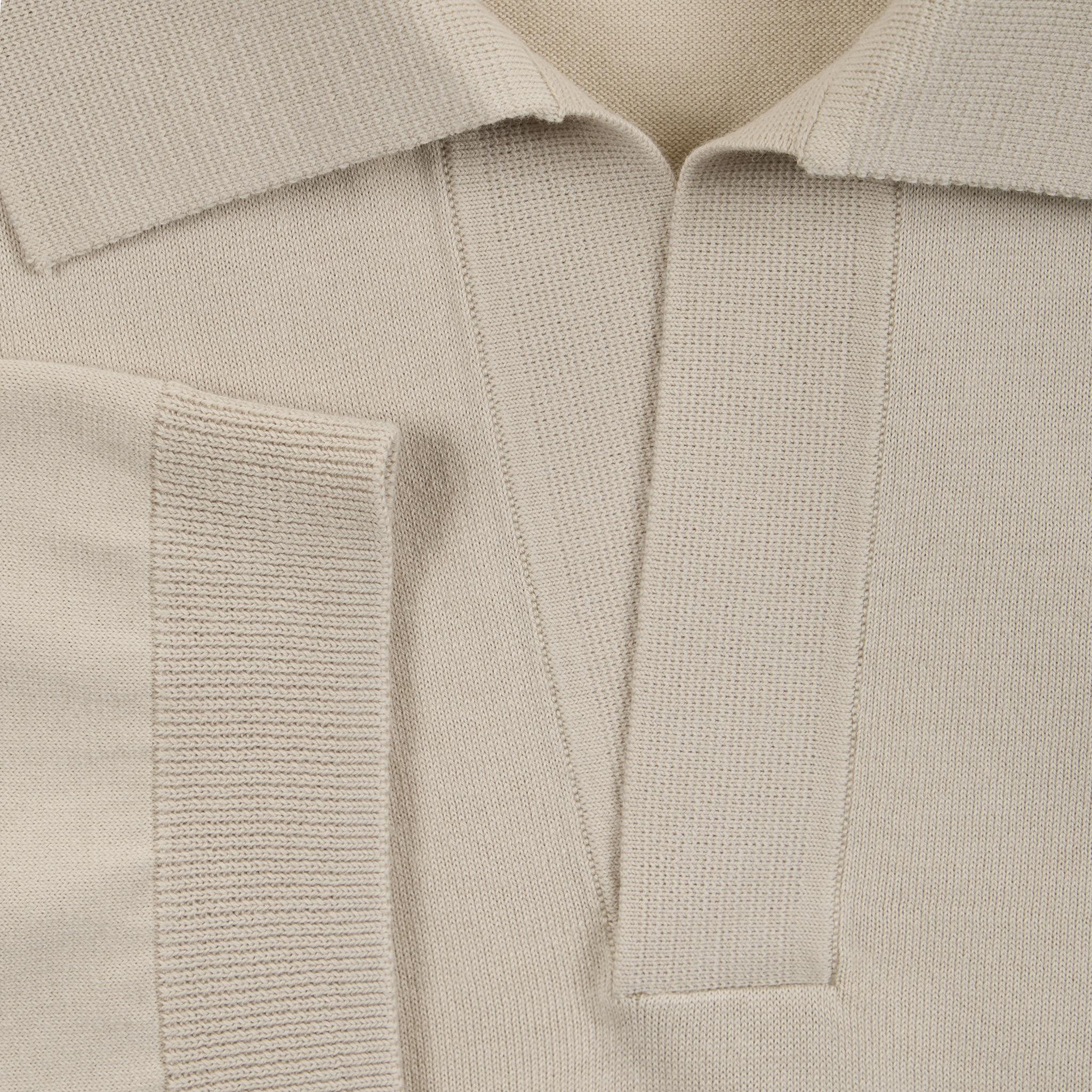 Maglia a Polo Loose Fit con Collo Aperto in Cotone Beige Maglia A Polo Paolo Pecora