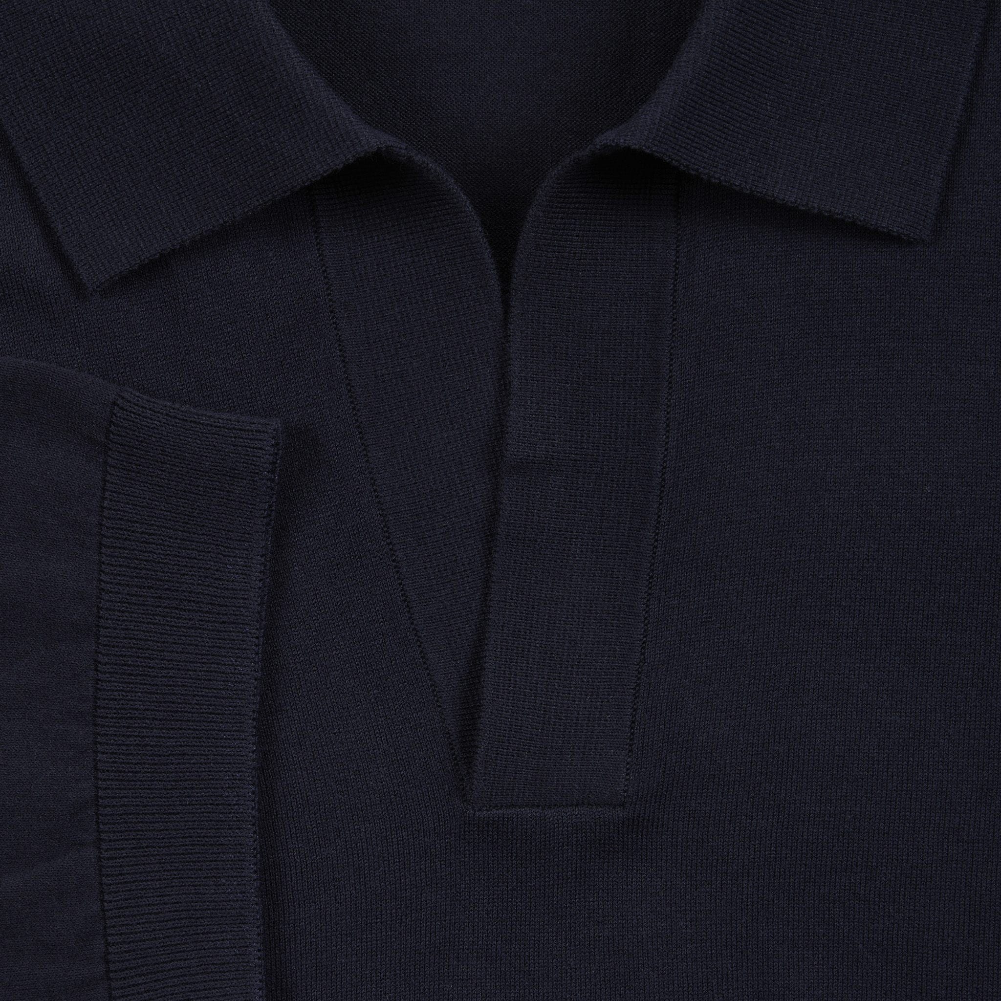 Maglia a Polo Loose Fit con Collo Aperto in Cotone Blu Maglia A Polo Paolo Pecora