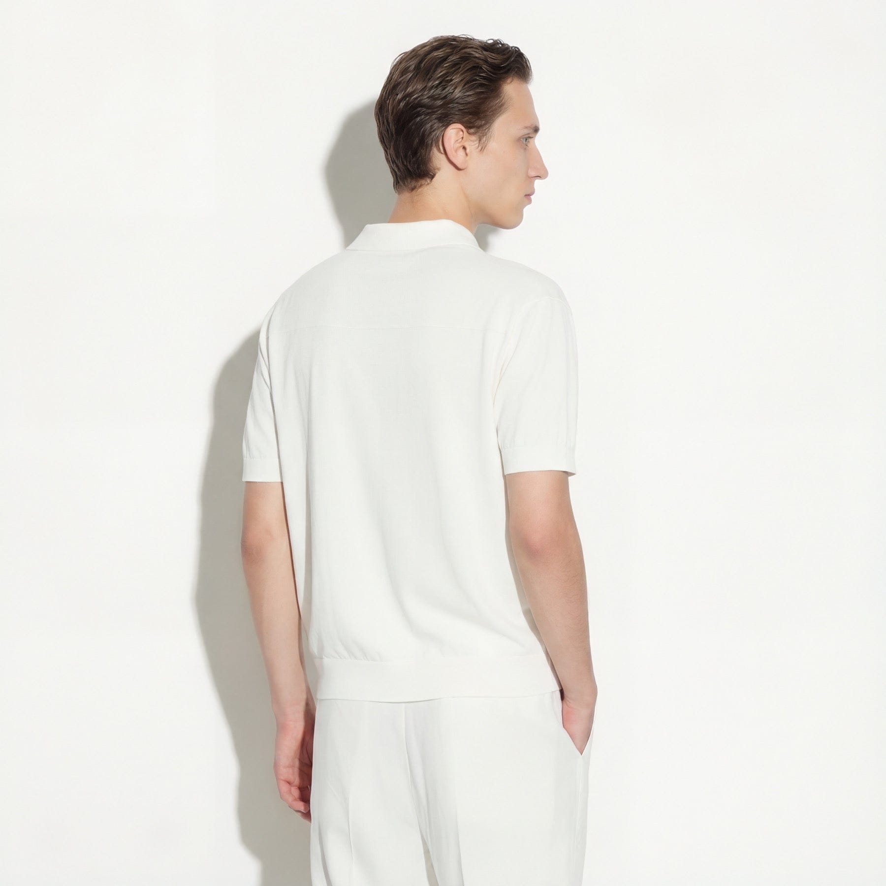 Maglia a Polo Loose Fit con Collo Aperto in Cotone Panna Maglia A Polo Paolo Pecora