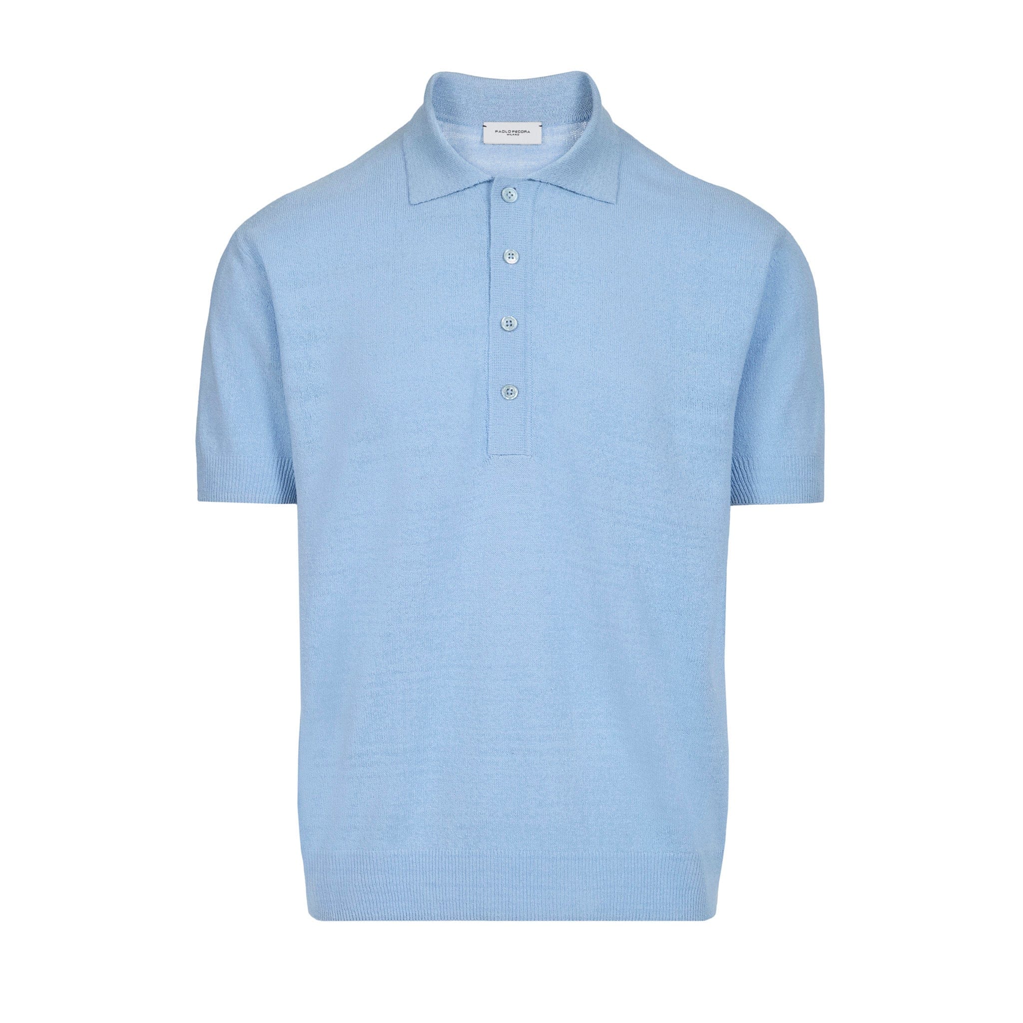 Maglia a Polo Loose Fit in Seta Bouclé Azzurro Maglia A Polo Paolo Pecora