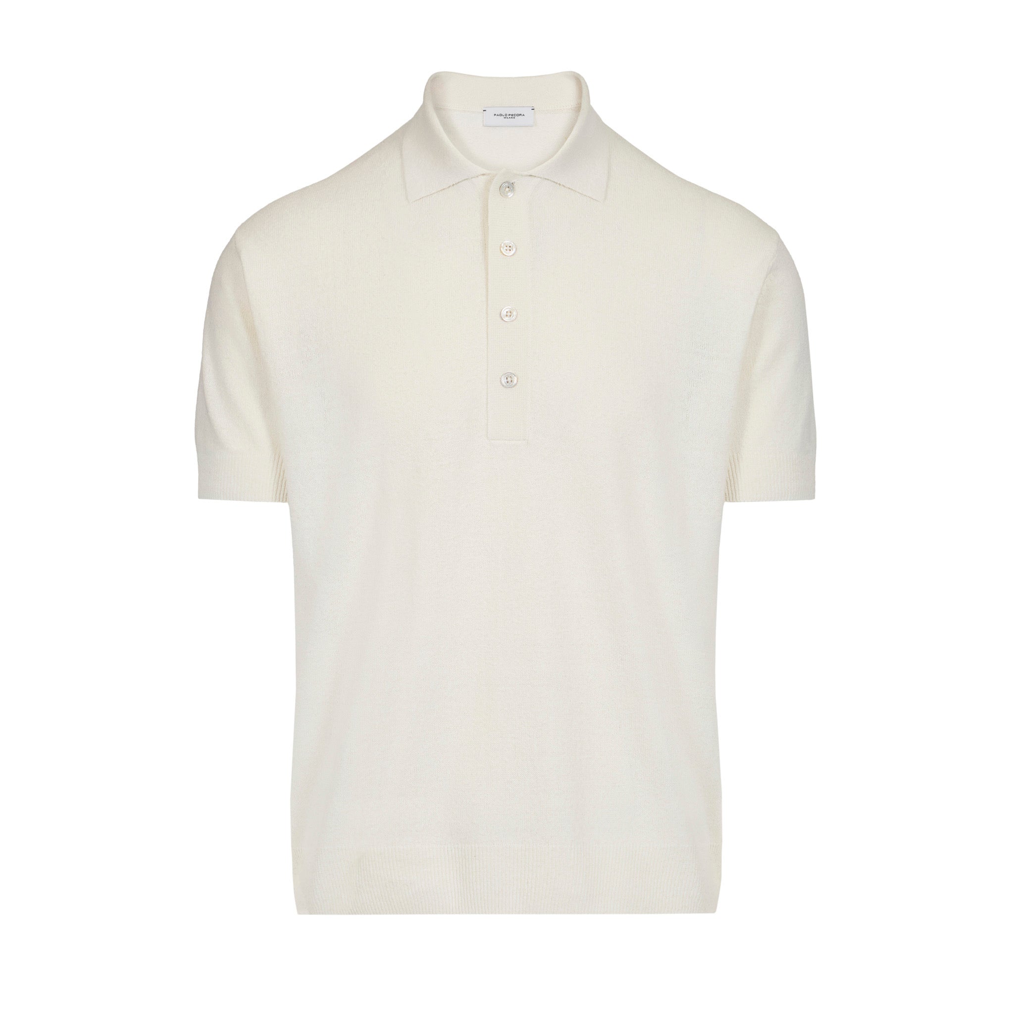Maglia a Polo Loose Fit in Seta Bouclé Panna Maglia A Polo Paolo Pecora