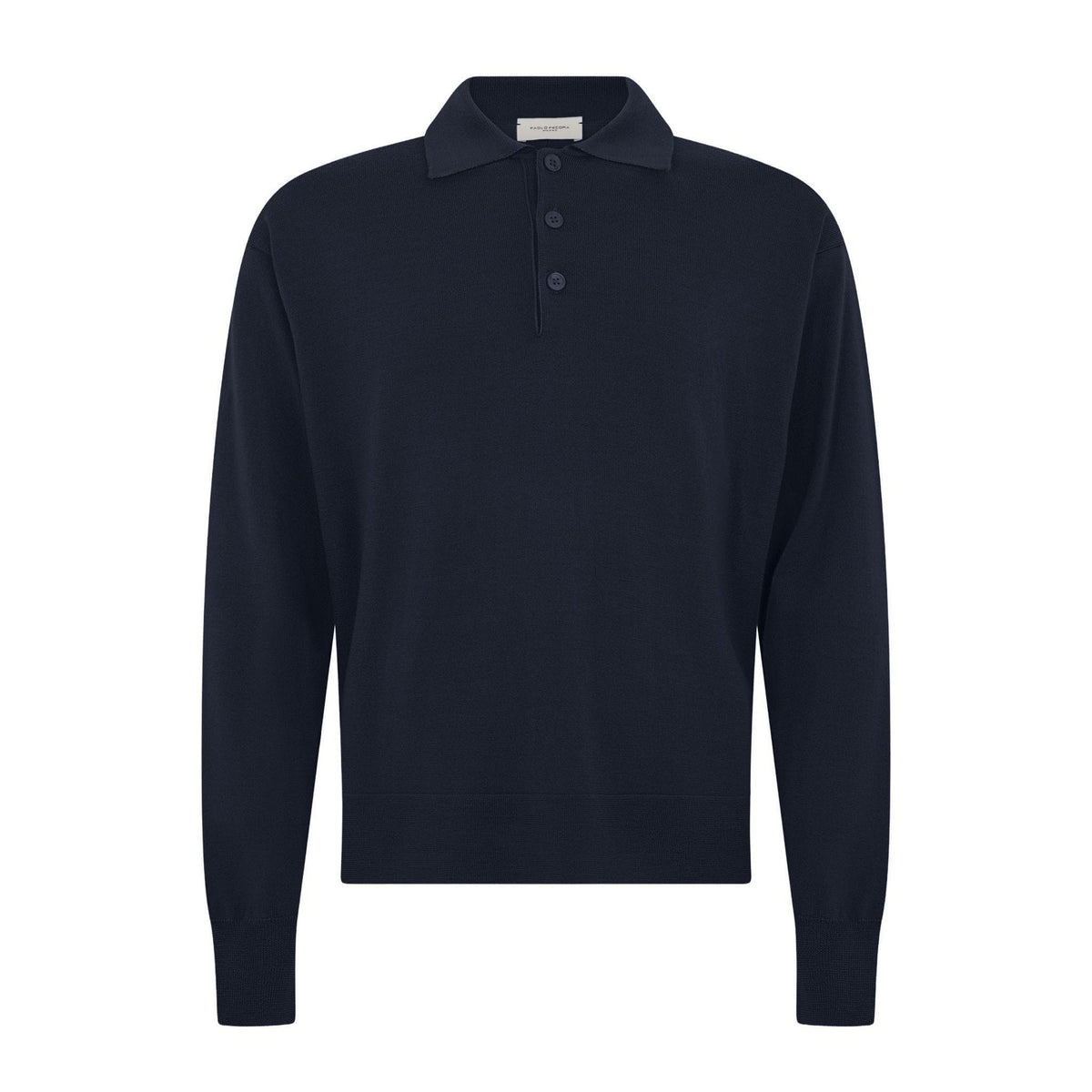 Maglia a Polo Over Fit in Lana Merino Extrafine Blu Maglia A Polo Paolo Pecora