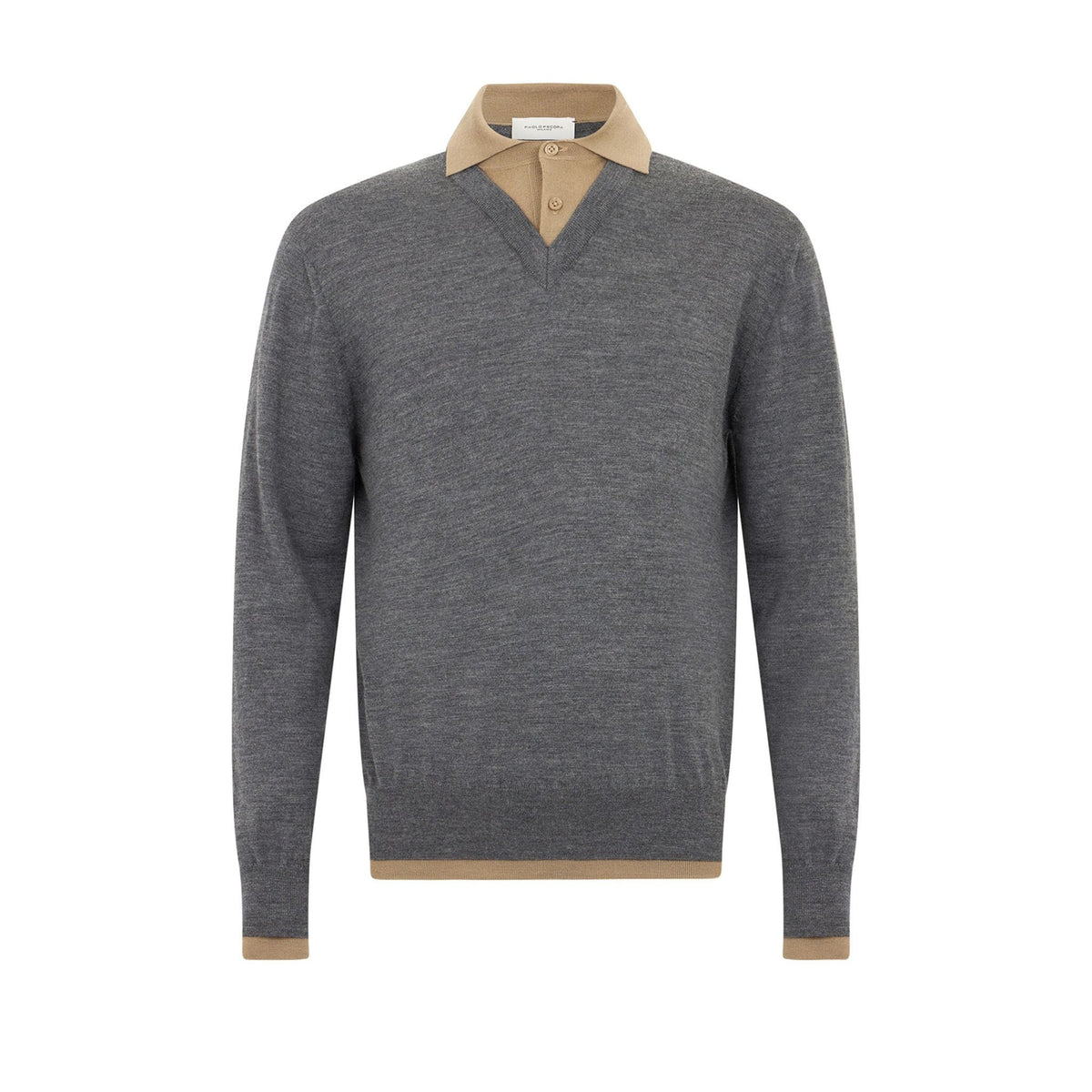 Maglia A Polo Unito Grigio/Bianco Maglia A Polo Paolo Pecora