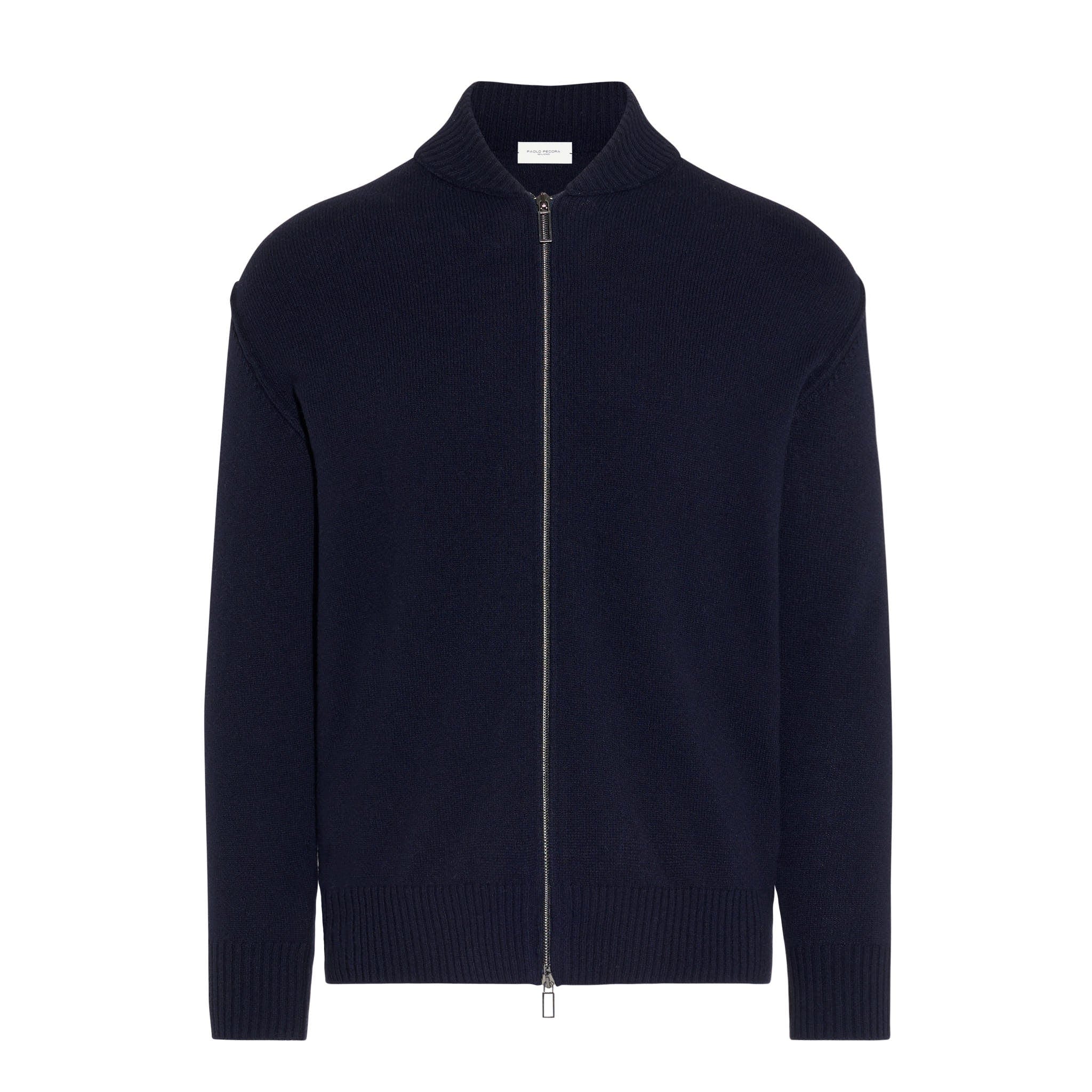 Cardigan con Zip Blu Maglia Cardigan Paolo Pecora