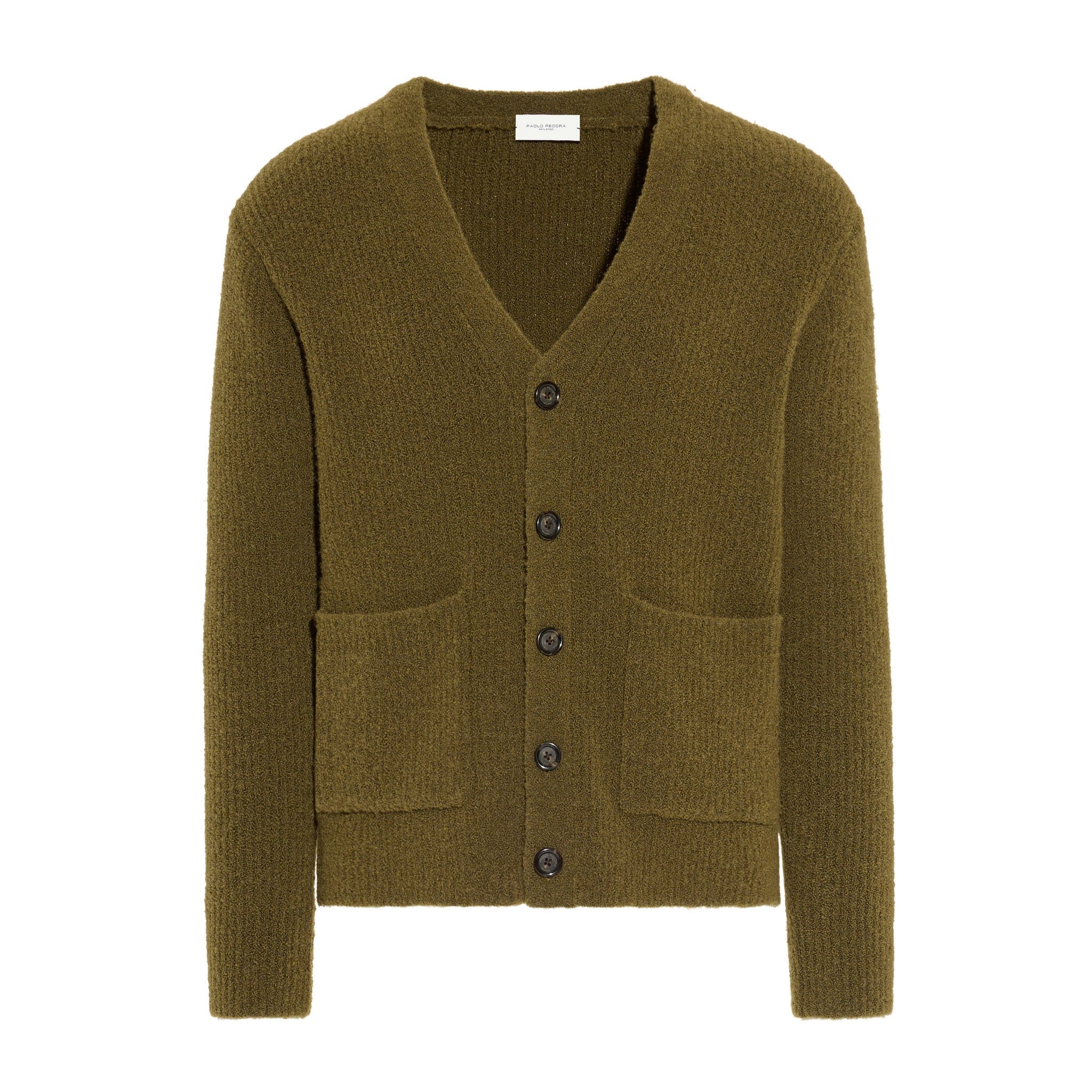 Cardigan Kaki Maglia Cardigan Paolo Pecora