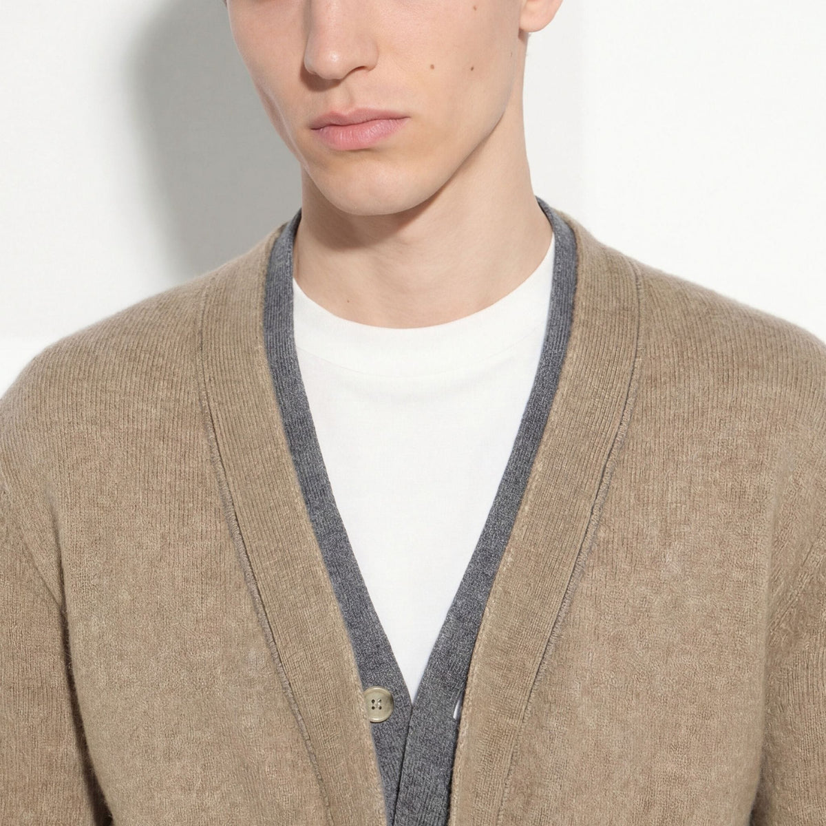 Maglia Cardigan Unito Bianco Grigio Maglia Cardigan Paolo Pecora