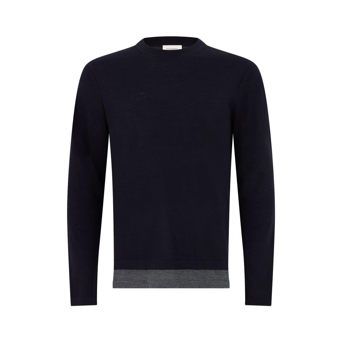 Girocollo Loose Fit in Lana Merino Extrafine Blu e Grigio Melange Maglia Girocollo Paolo Pecora