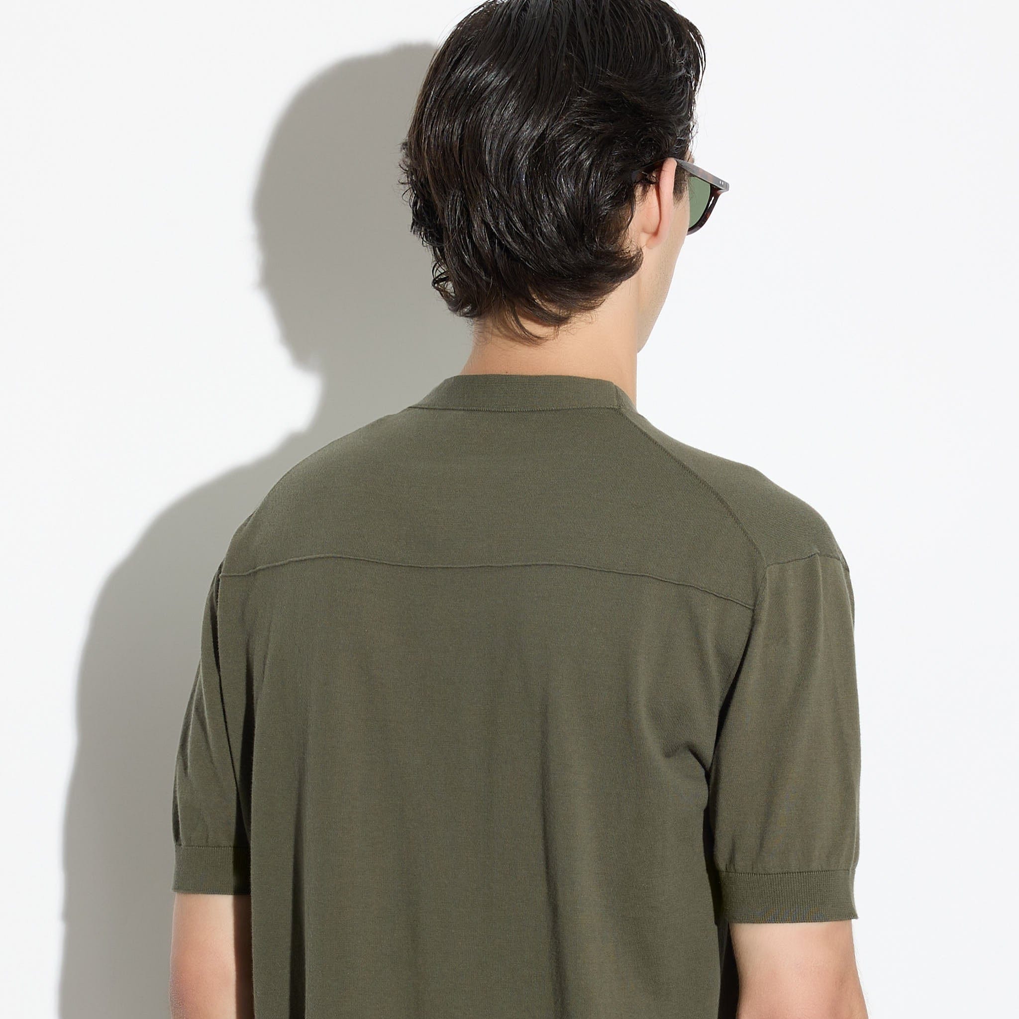 Maglia Girocollo a Maniche Corte in Cotone Verde Scuro Maglia Girocollo Paolo Pecora