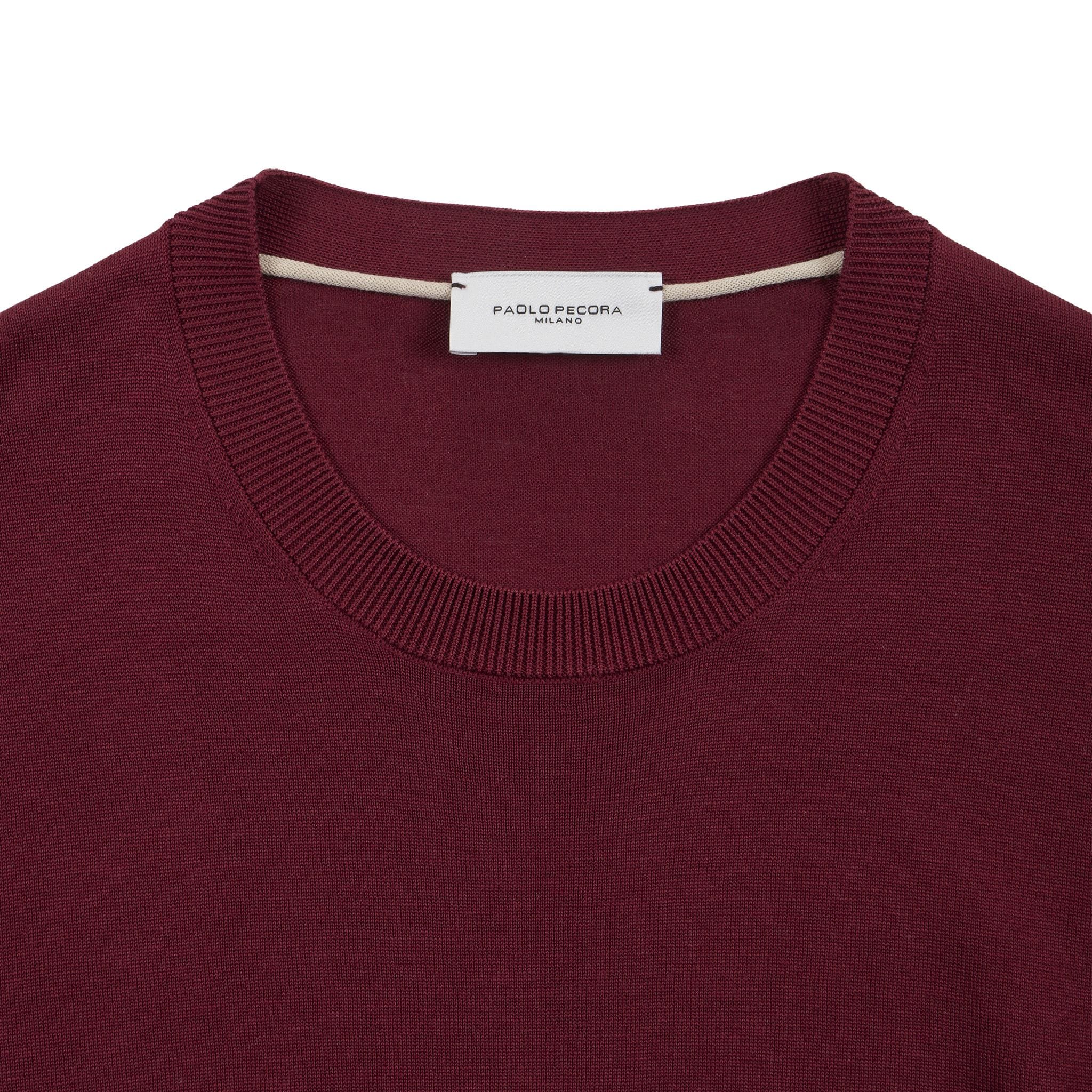 Maglia Girocollo a Maniche Corte in Seta Cotone Mattone Scuro Maglia Girocollo Paolo Pecora